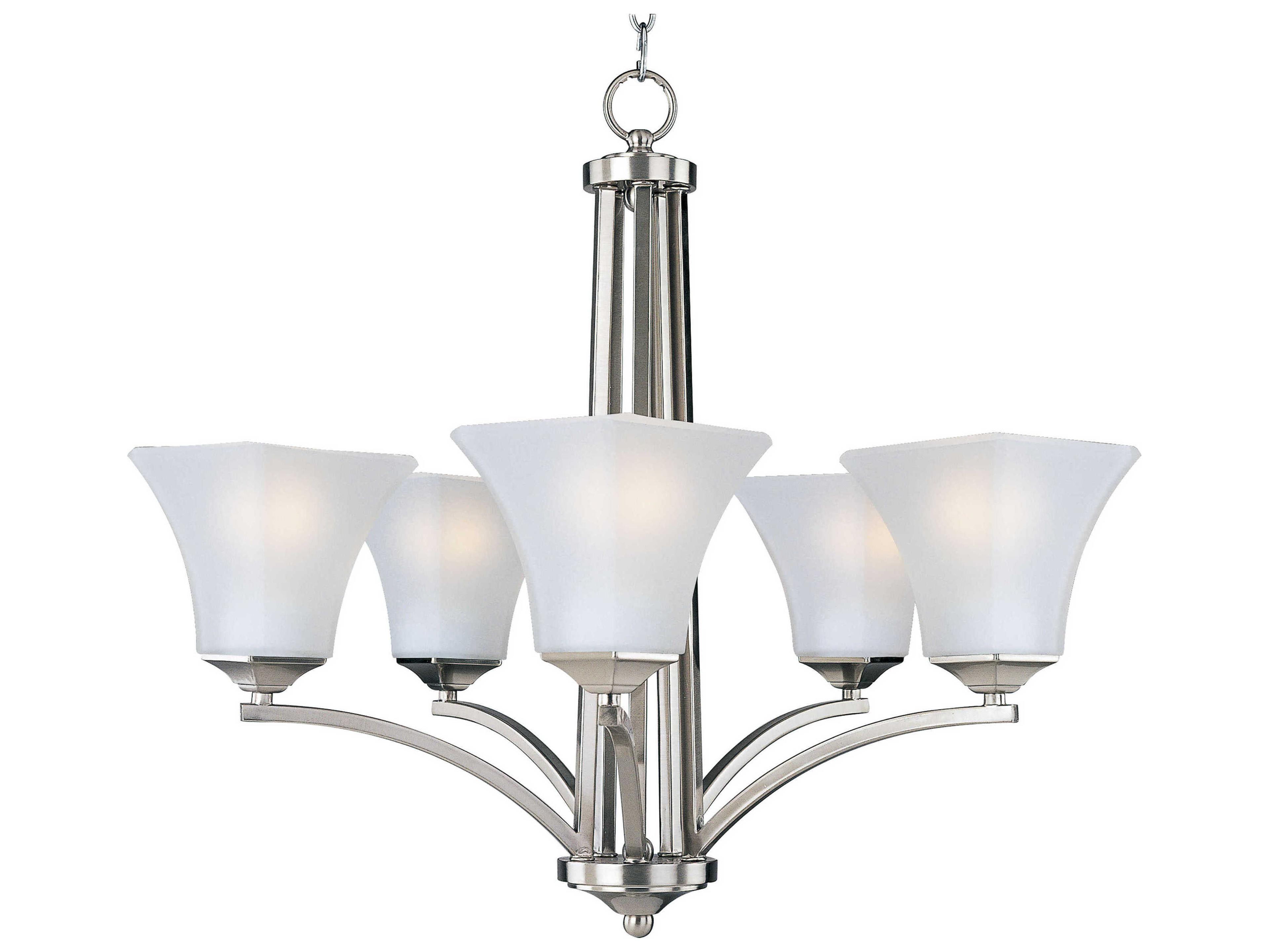 Aurora 5-Light Satin Nickel Glass Bell Chandelier