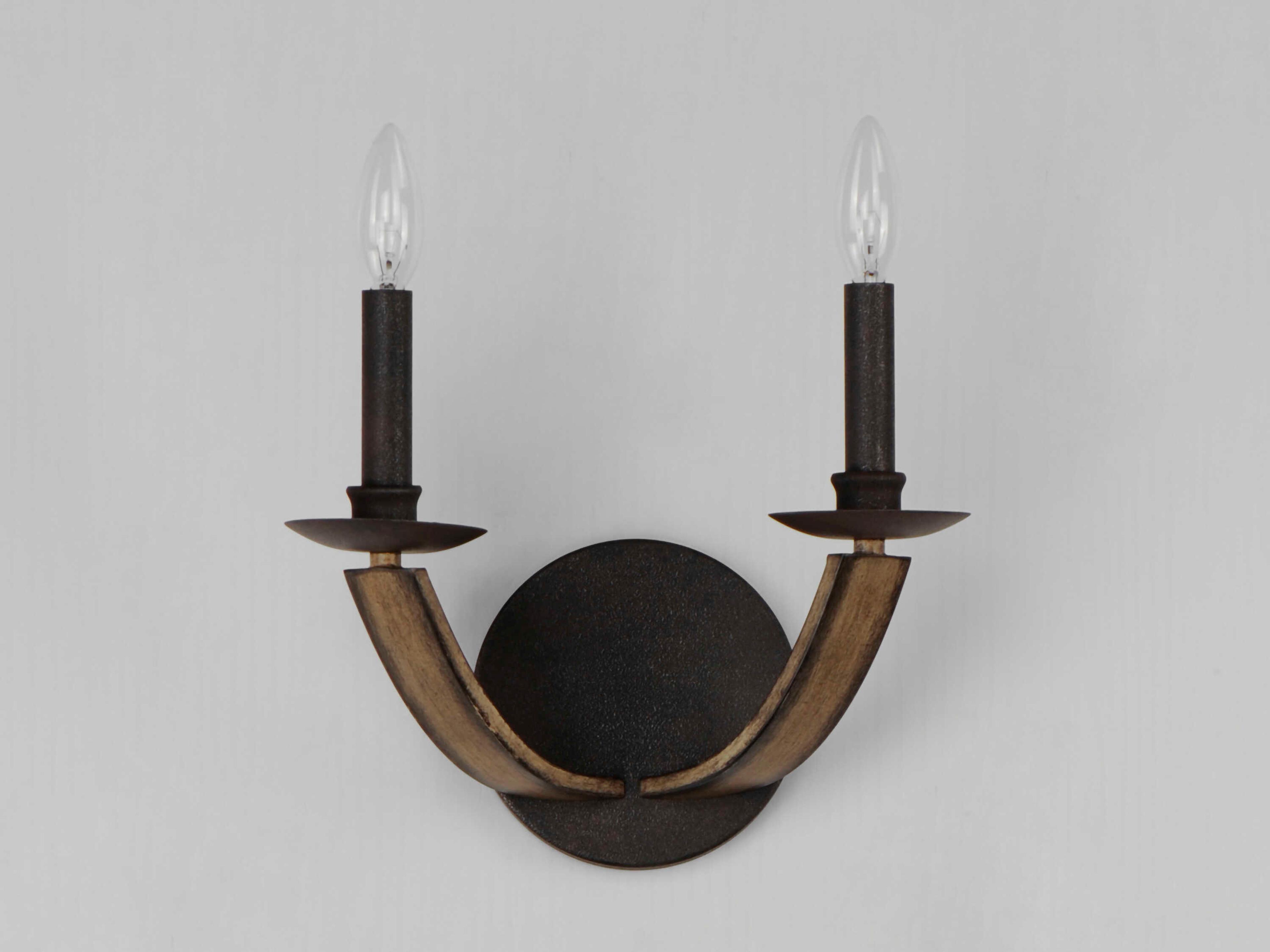 Maxim Lighting Basque 2-Light Driftwood Anthracite Brown Wall Sconce