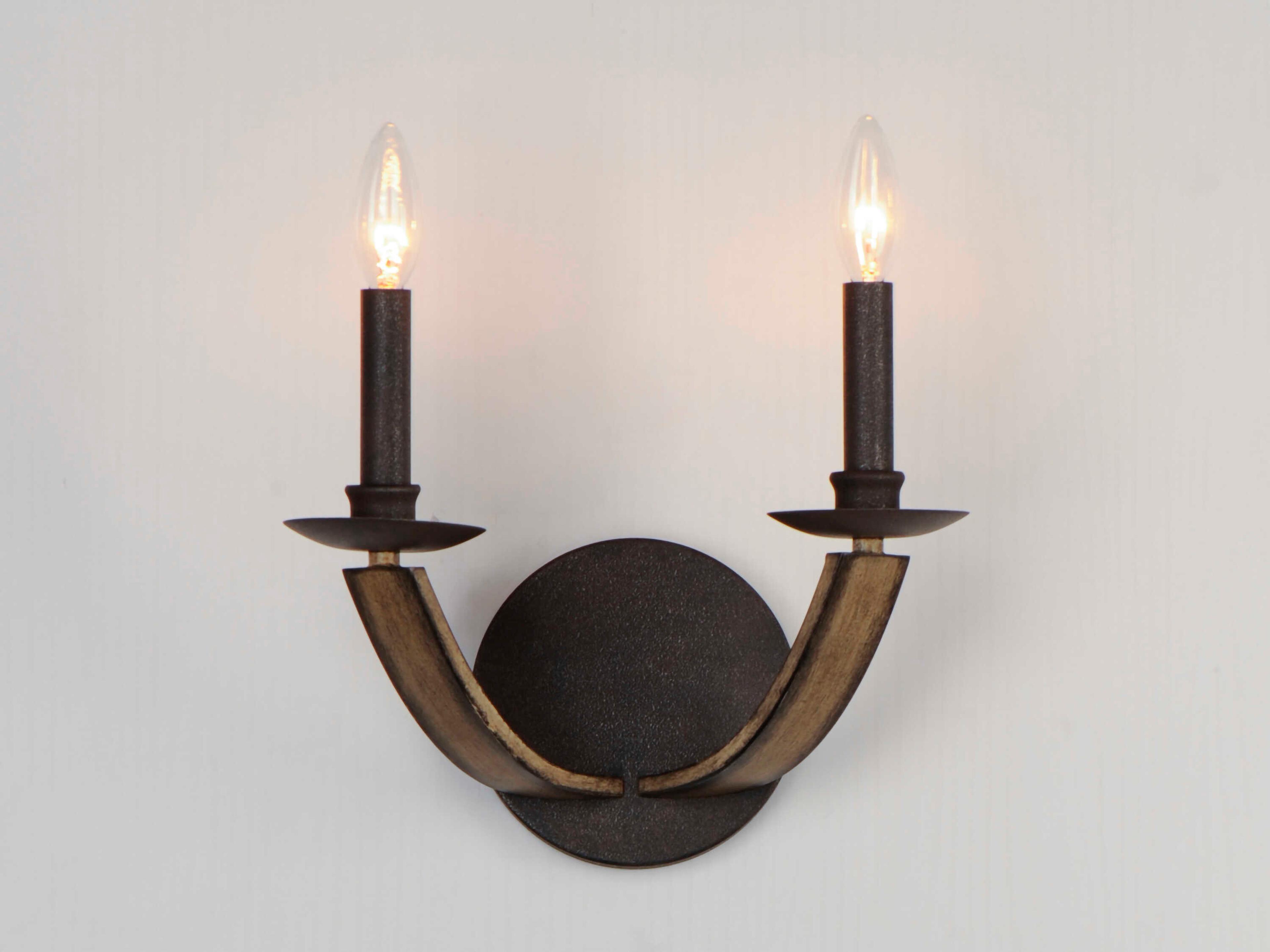 Maxim Lighting Basque 2-Light Driftwood Anthracite Brown Wall Sconce