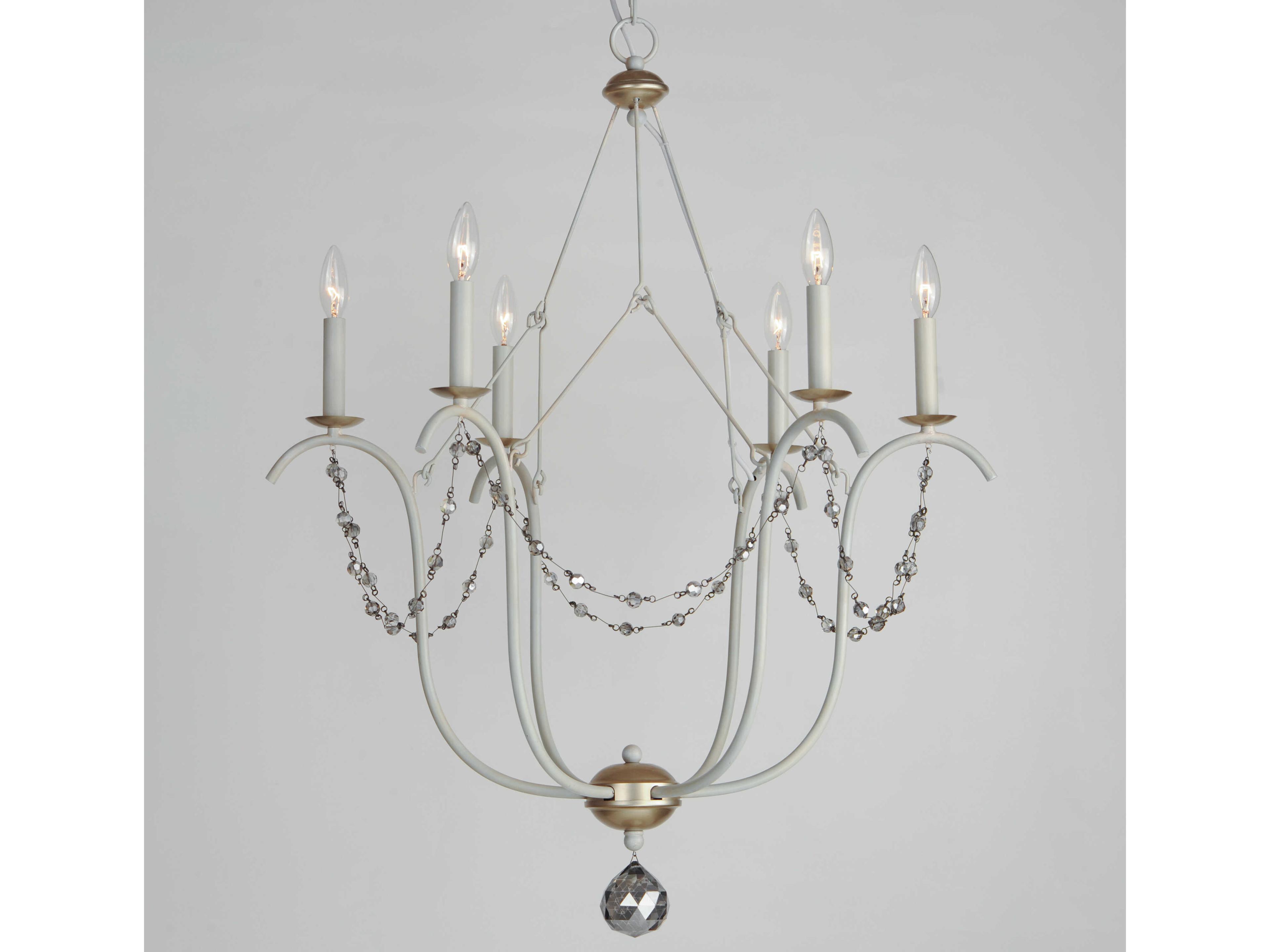 Maxim Lighting Formosa 6-Light Ecru Venetian Gold White Glass Candelabra Chandelier