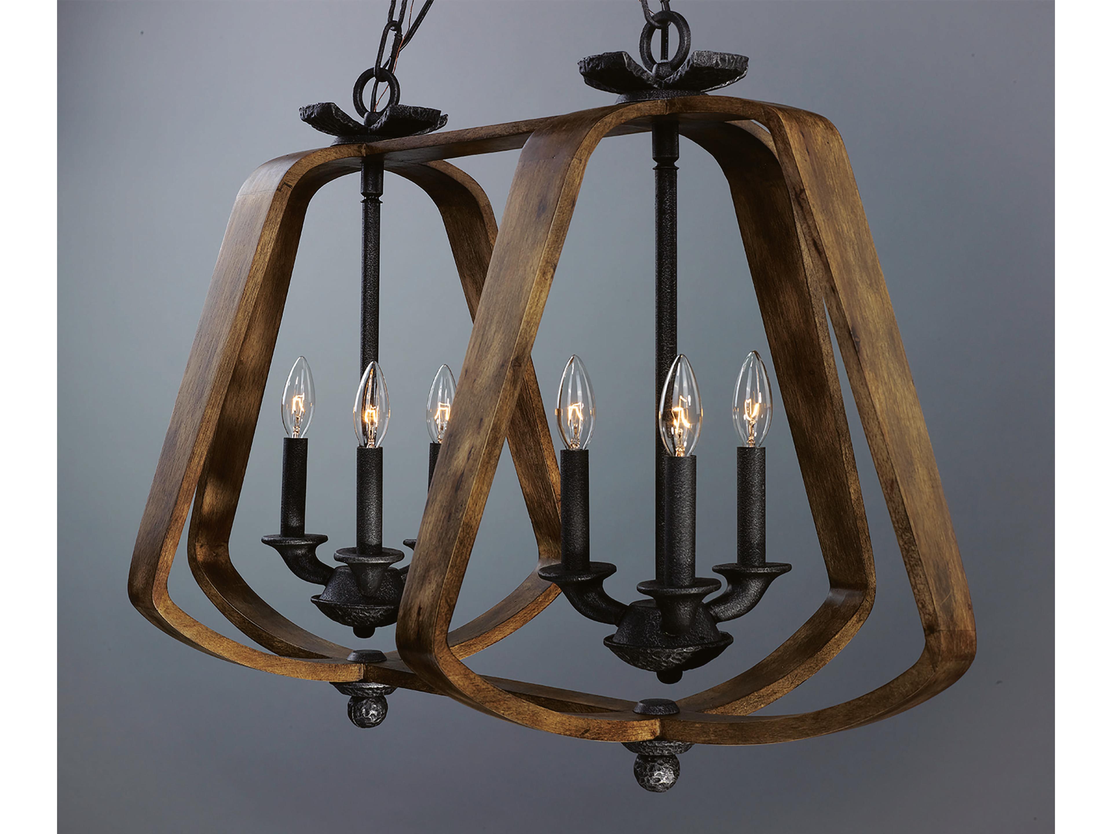 Maxim Lighting Road House 6-Light Barn Wood Iron Ore Brown Island Pendant