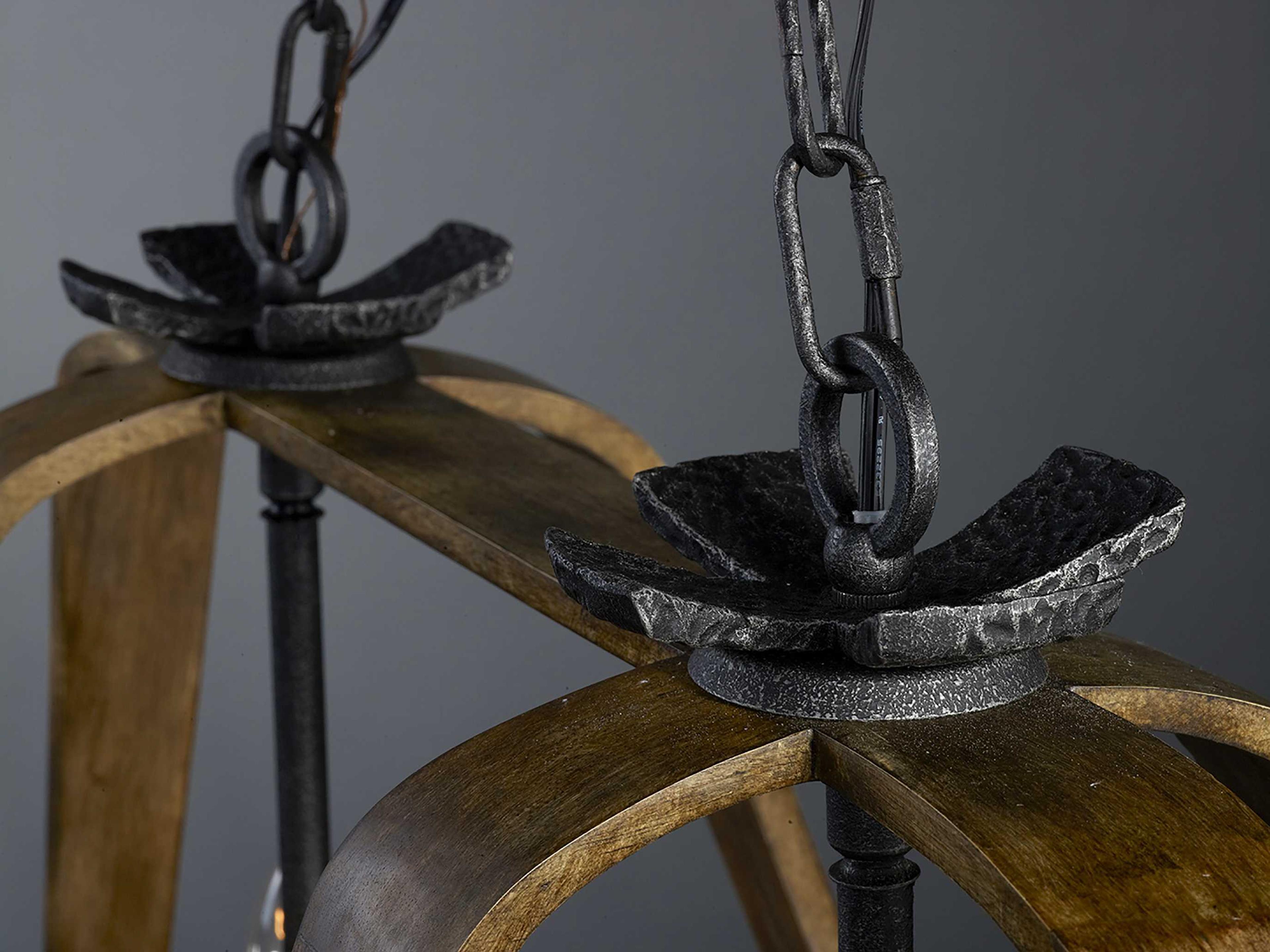 Maxim Lighting Road House 6-Light Barn Wood Iron Ore Brown Island Pendant