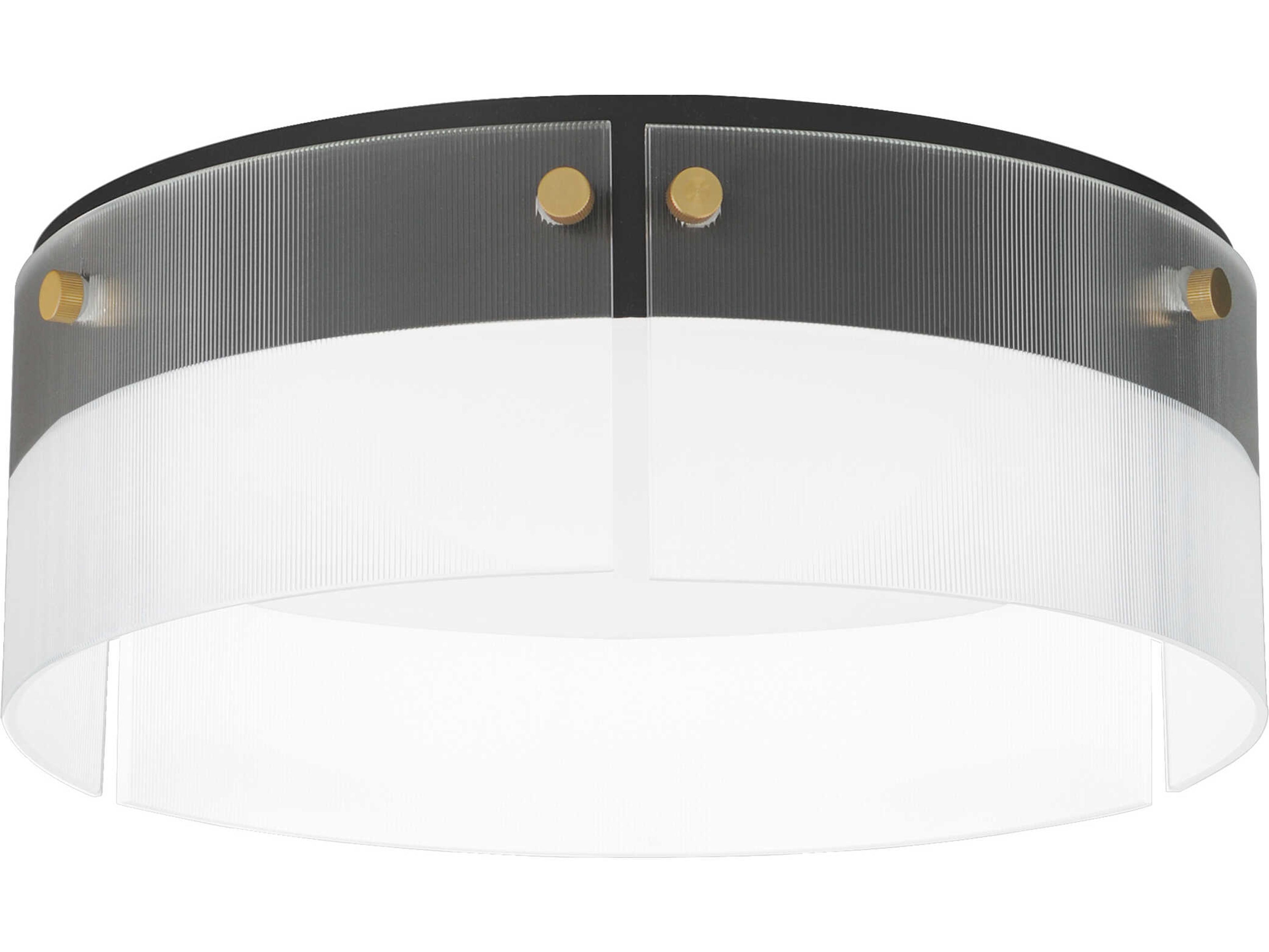 Spectre 1-Light Black Natural Aged Brass Drum Flush Mount