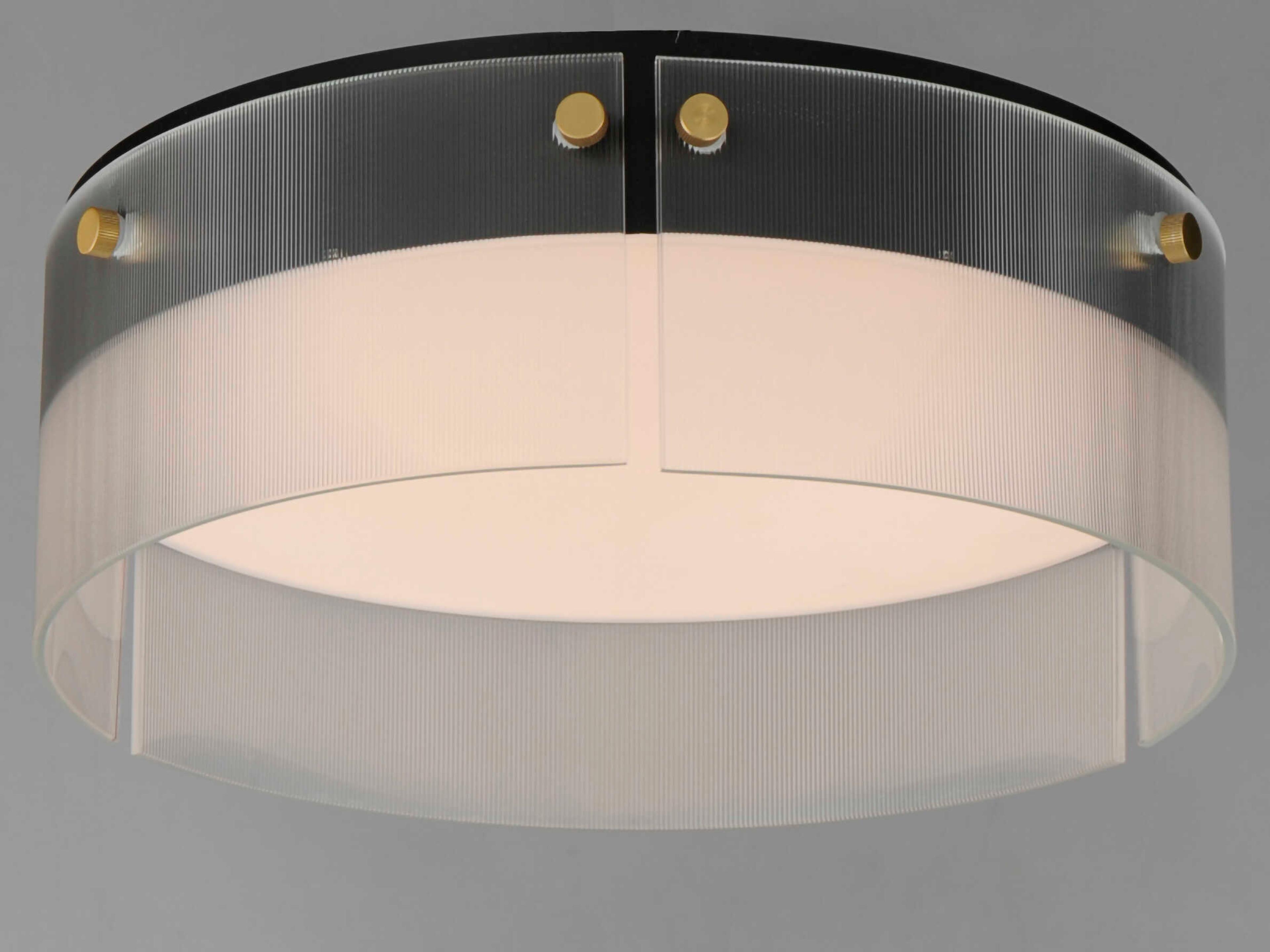 Maxim Lighting Spectre 1-Light Black Natural Aged Brass Drum Flush Mount