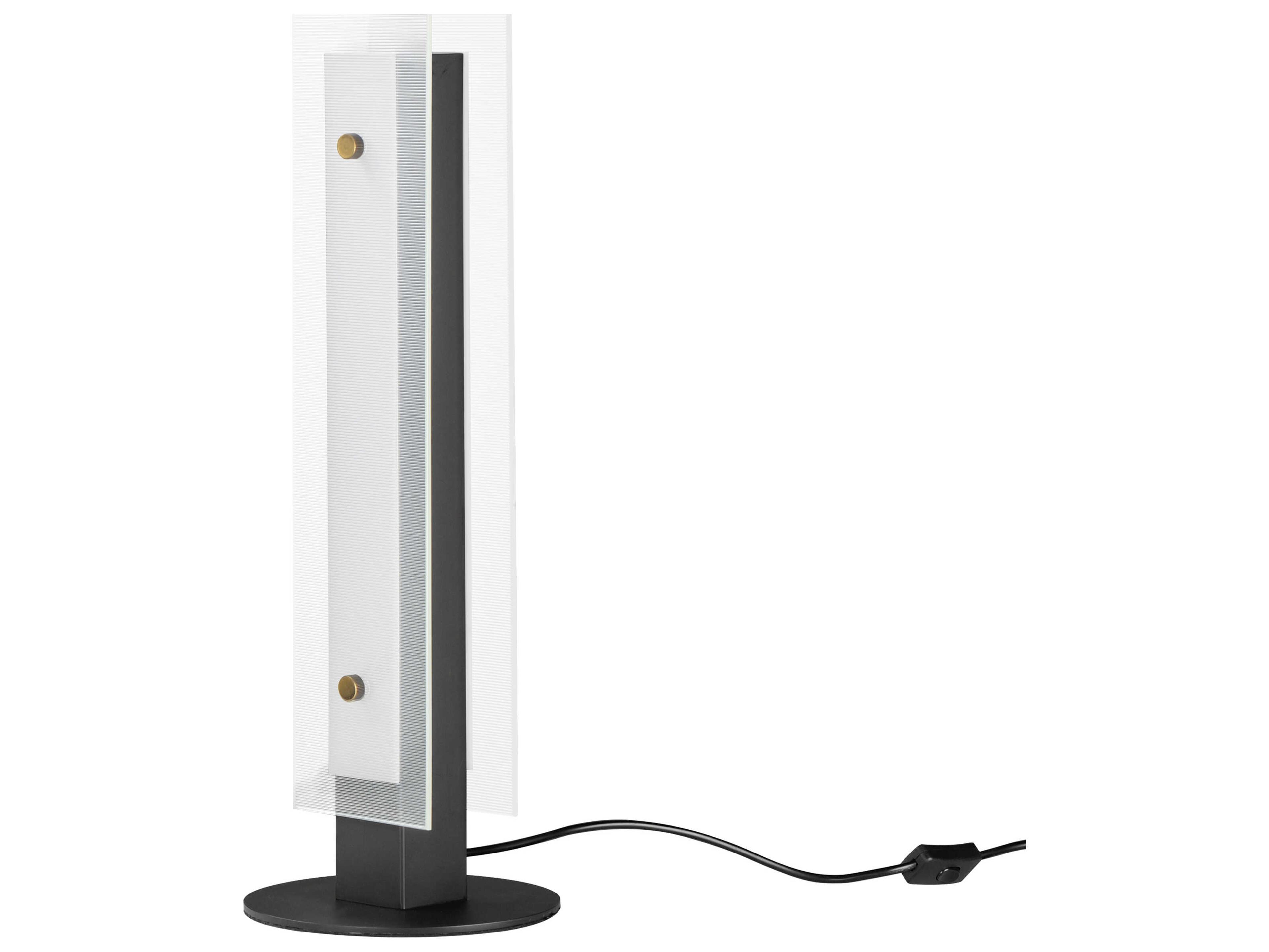 Spectre Black Natural Aged Brass Clear Ribbed Glass Table Lamp