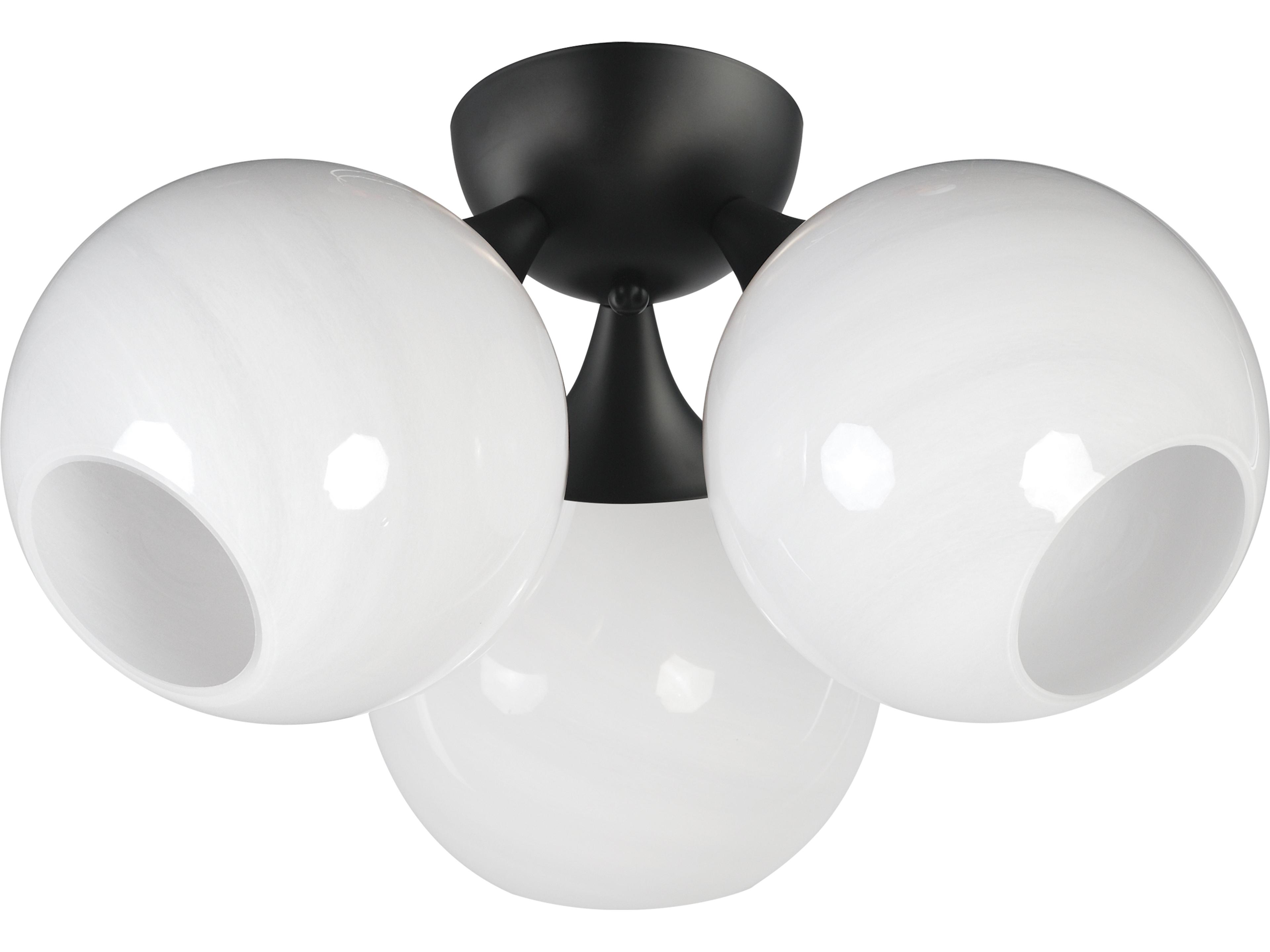 Neve 3-Light Black Globe Semi Flush Mount