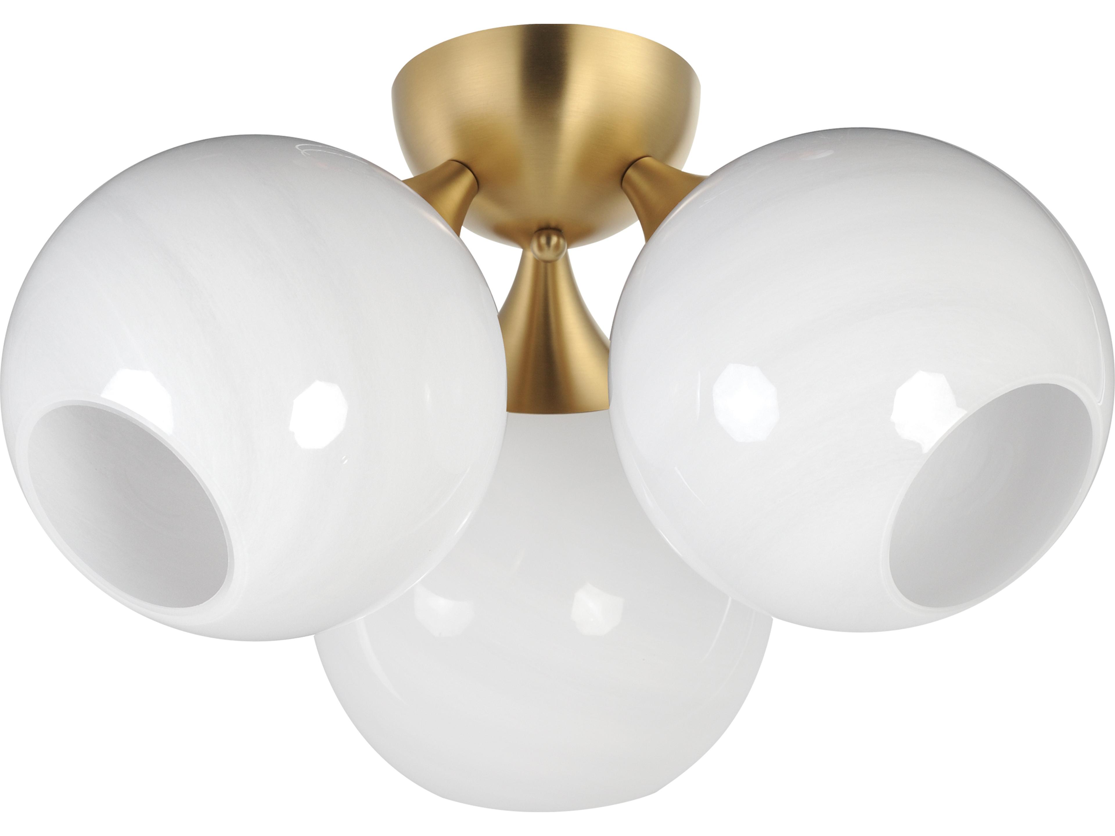Neve 3-Light Natural Aged Brass Globe Semi Flush Mount