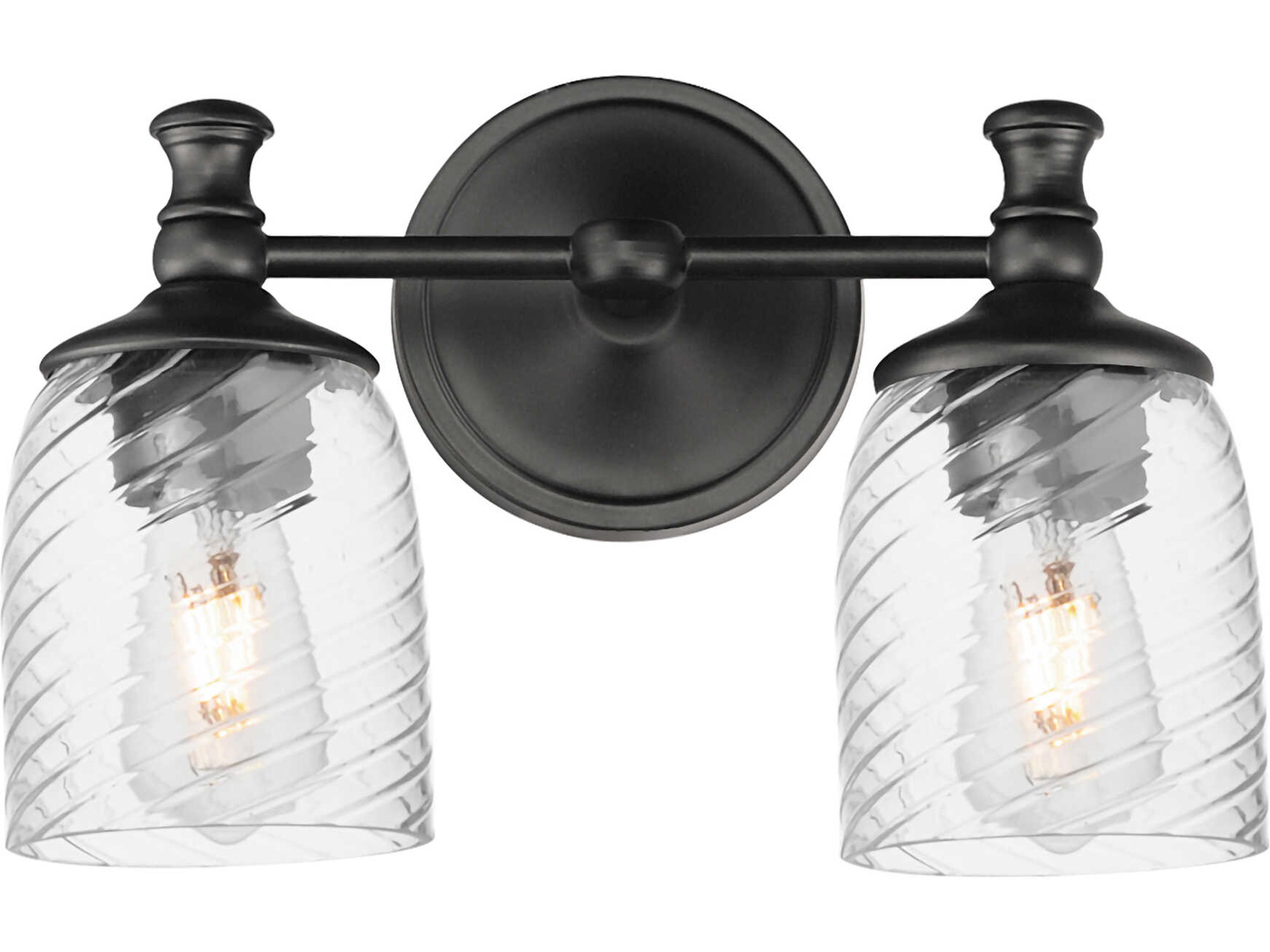 Swirl 2-Light Black Traditional Vanity Light