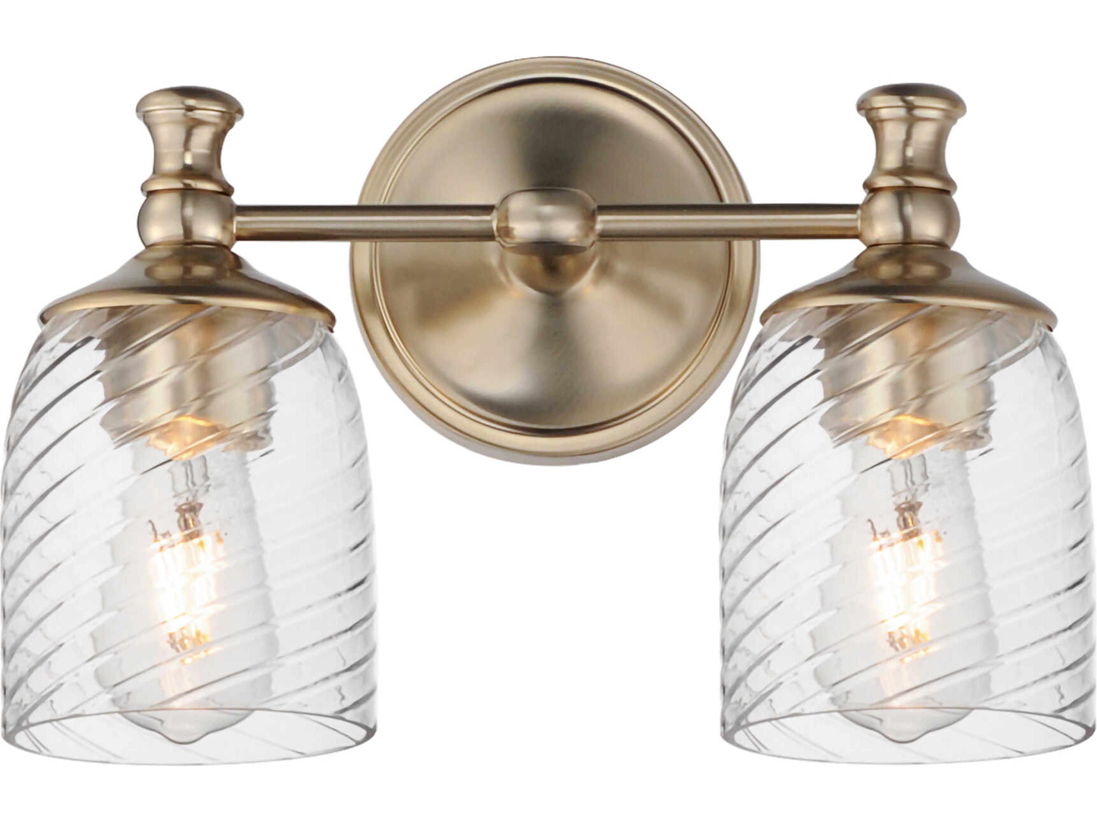 Swirl 2-Light Satin Champagne Brass Traditional Vanity Light