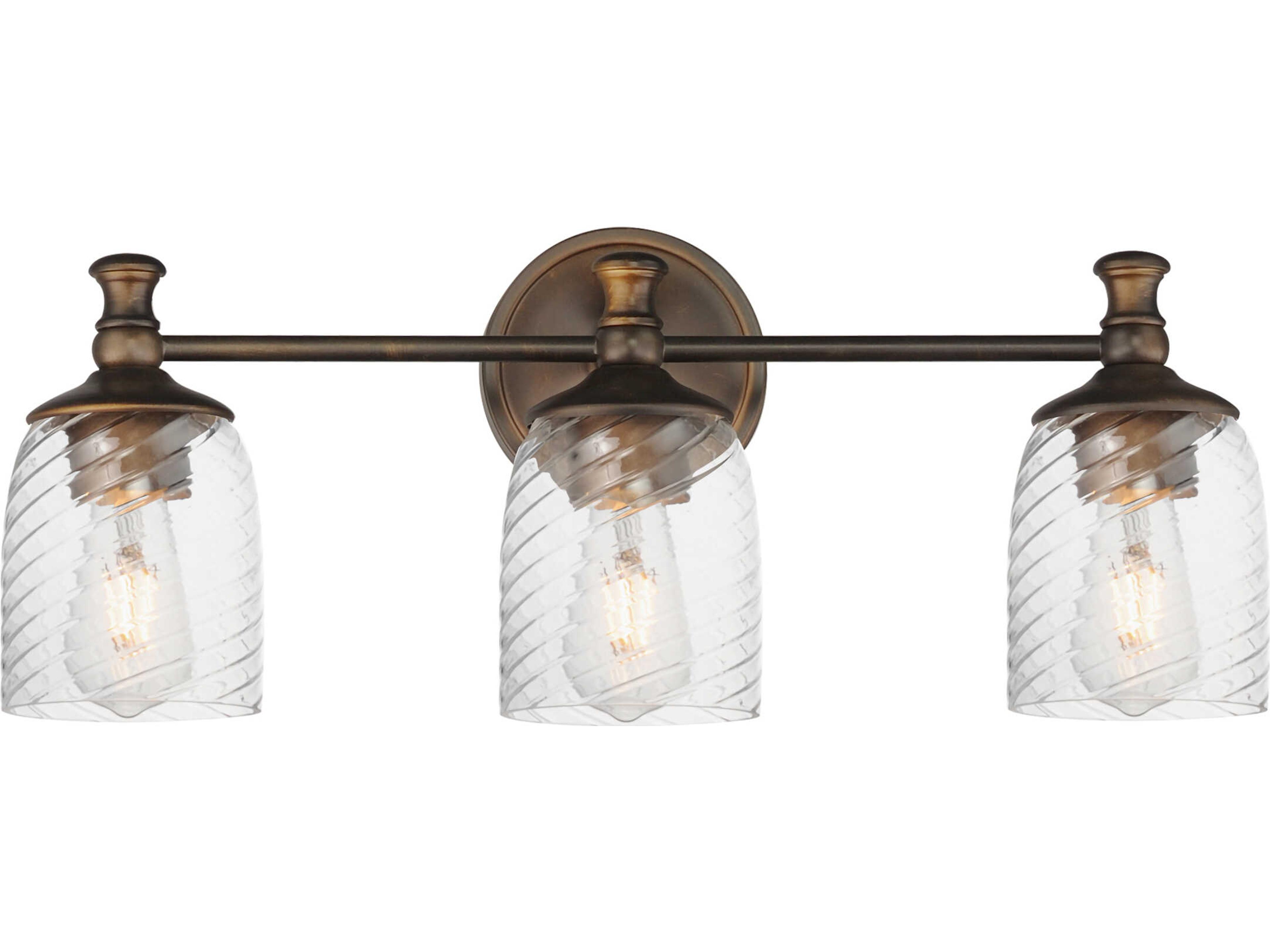 Swirl 3-Light Antique Bronze Traditional Vanity Light