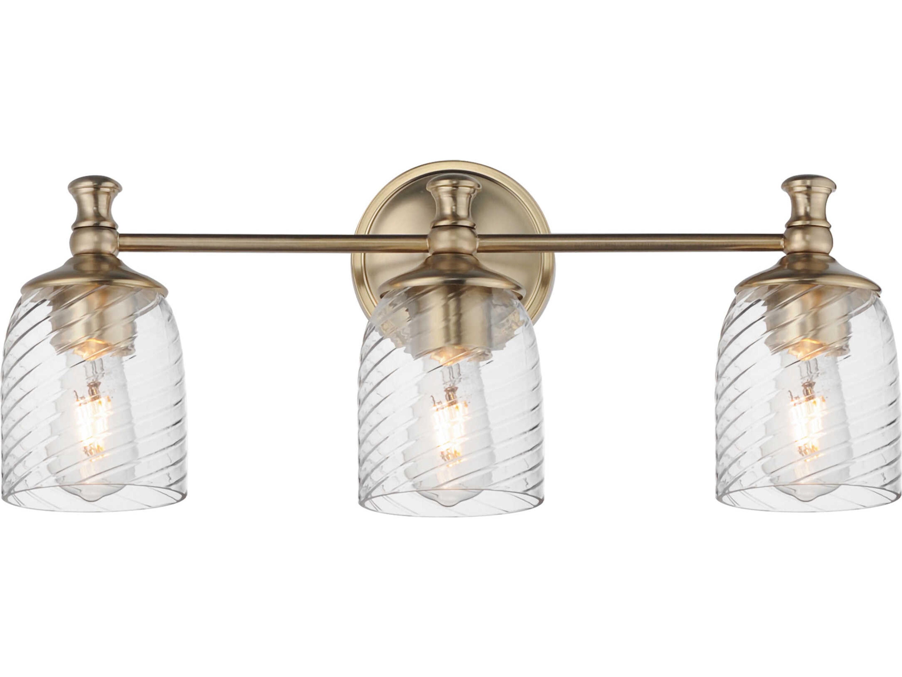 Swirl 3-Light Satin Champagne Brass Traditional Vanity Light
