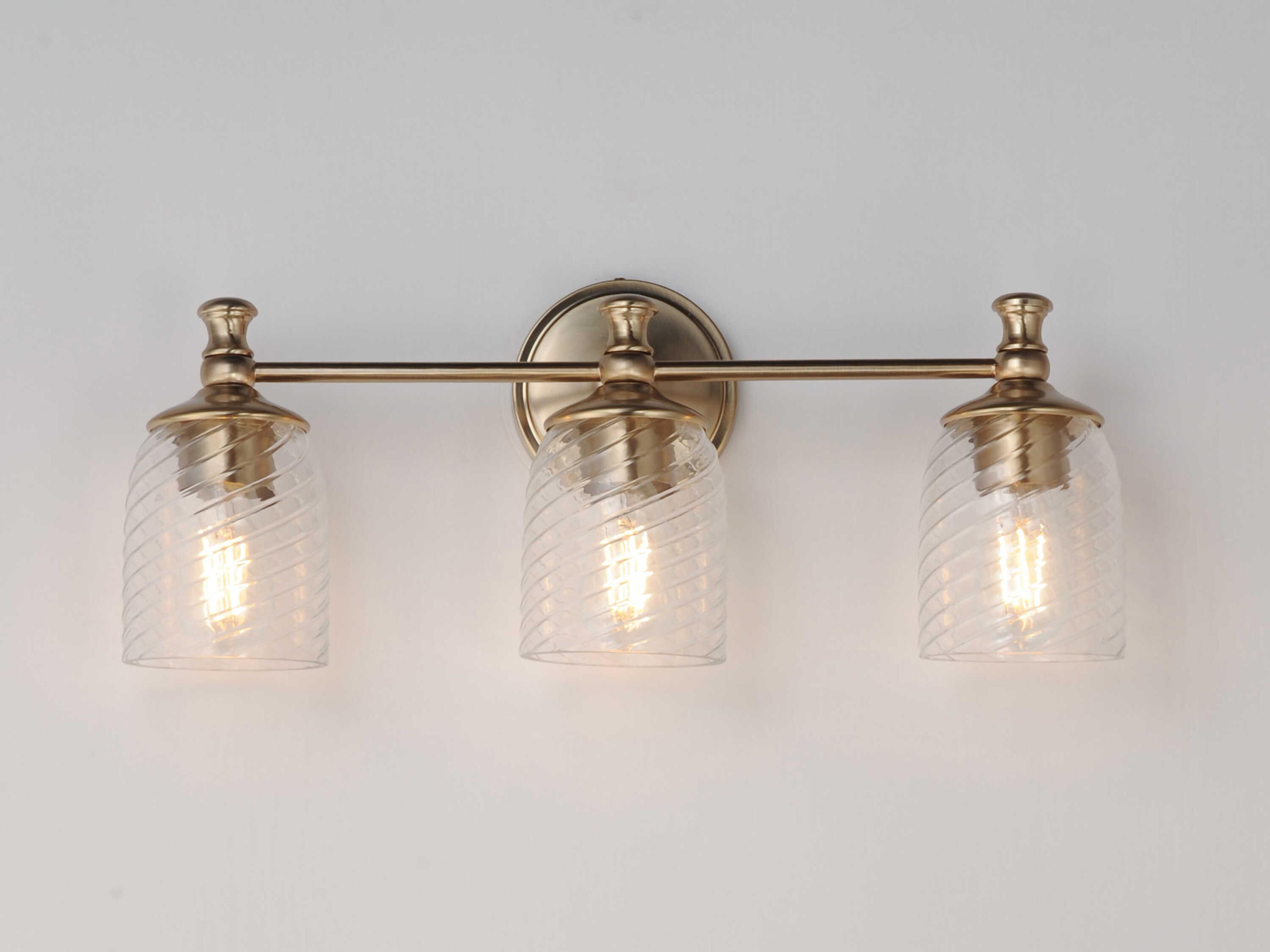 Maxim Lighting Swirl 3-Light Satin Champagne Brass Traditional Vanity Light