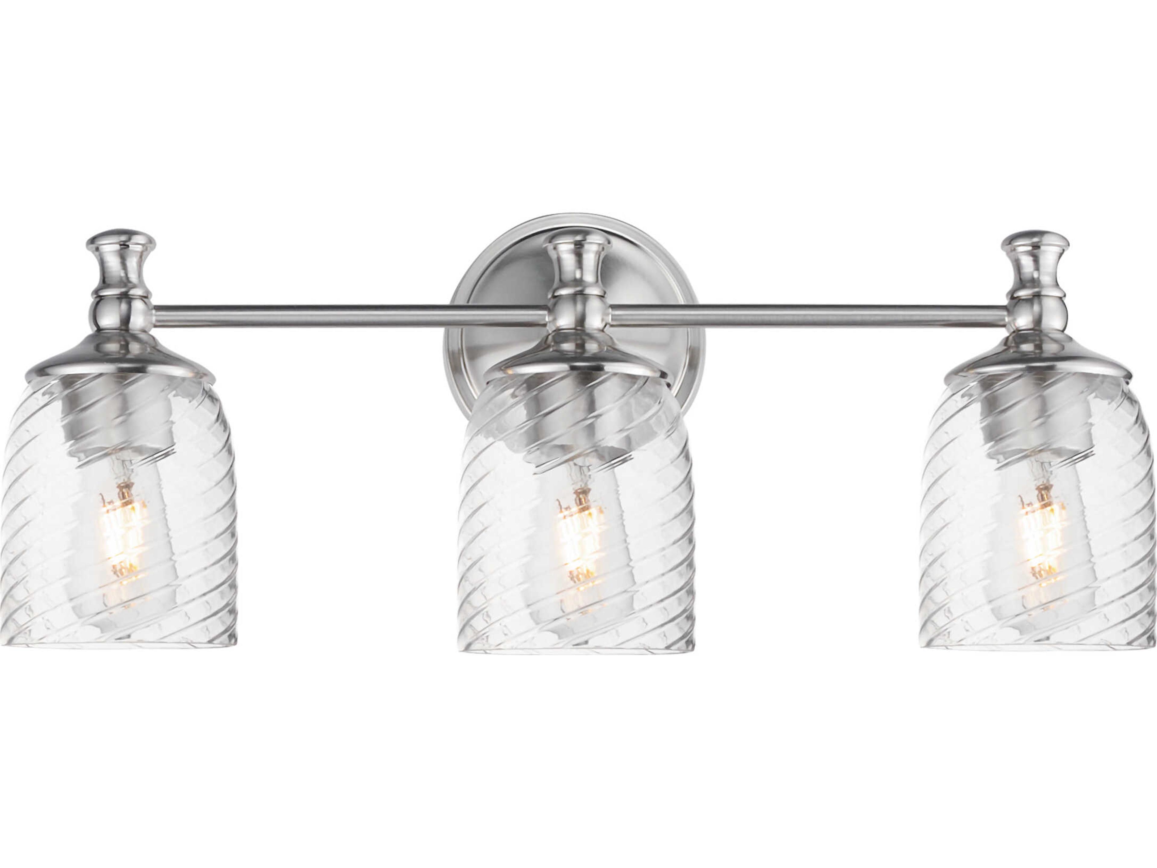 Swirl 3-Light Satin Nickel Traditional Vanity Light