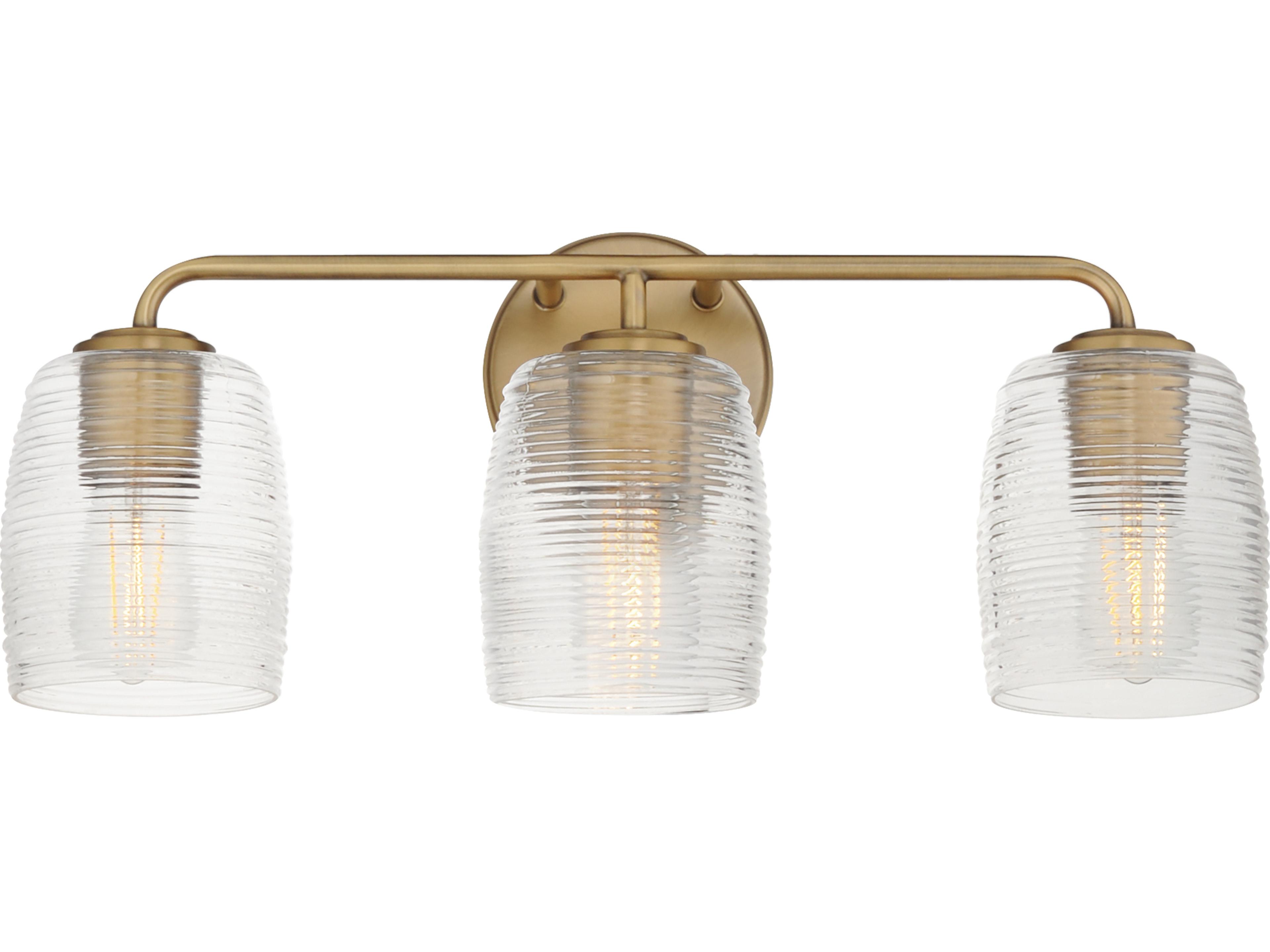 Honey 3-Light Natural Aged Brass Vanity Light