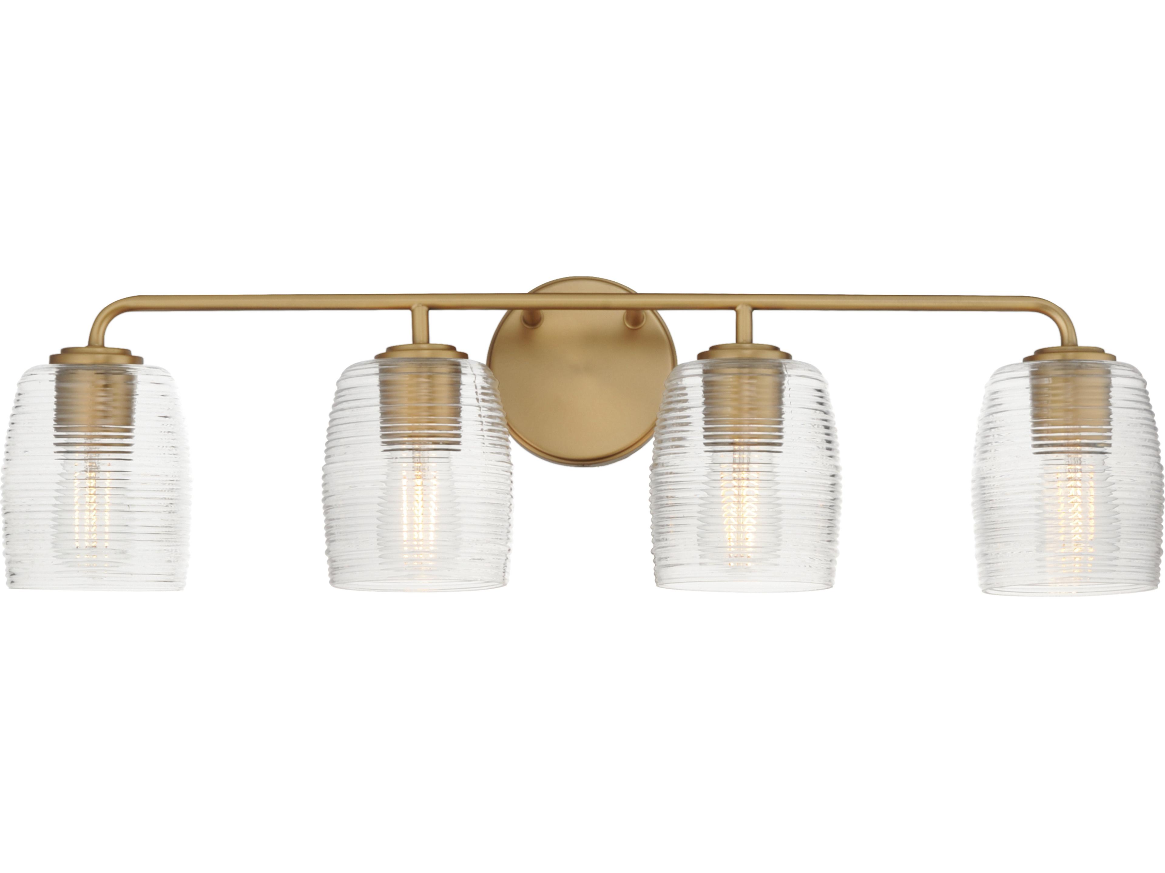 Honey 4-Light Natural Aged Brass Vanity Light
