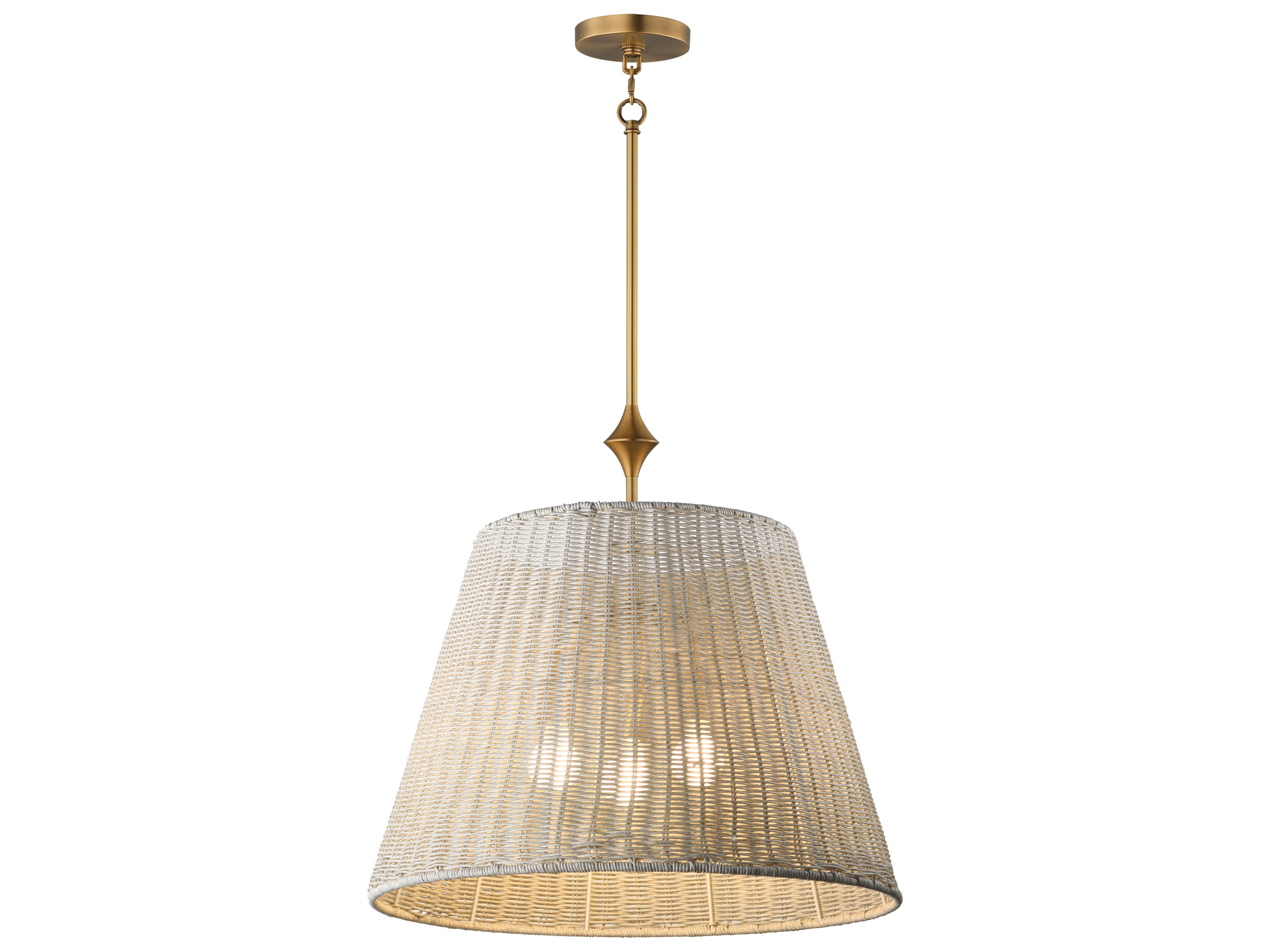 Baja 3- Light Natural Aged Brass Drum Pendant