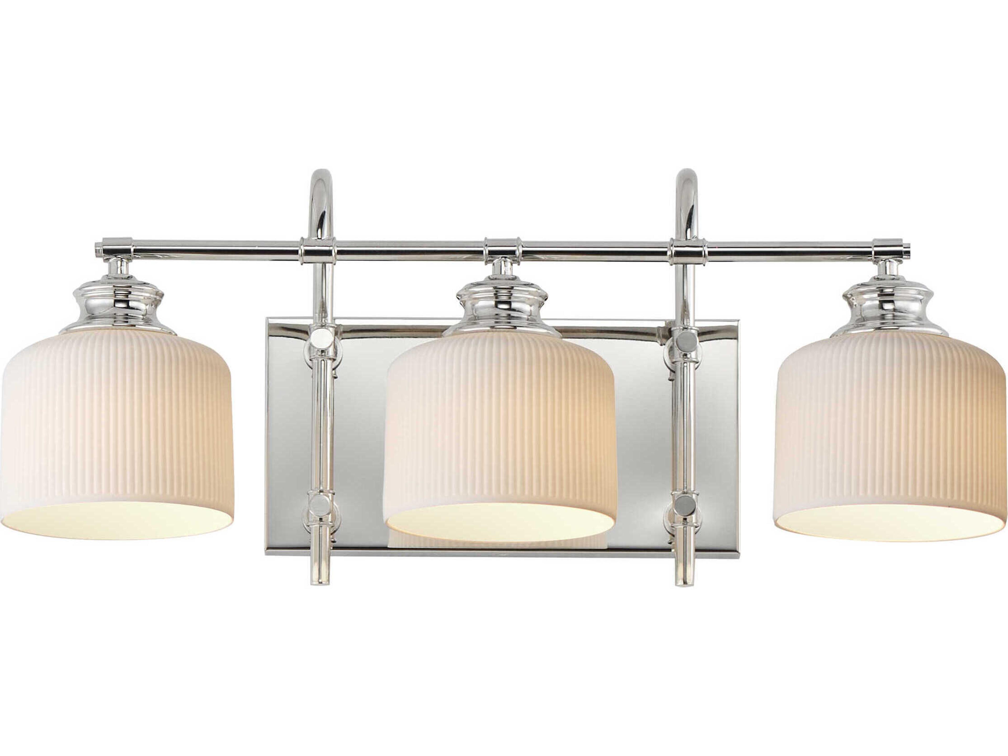 Bisque 3-Light Polished Nickel Vanity Light