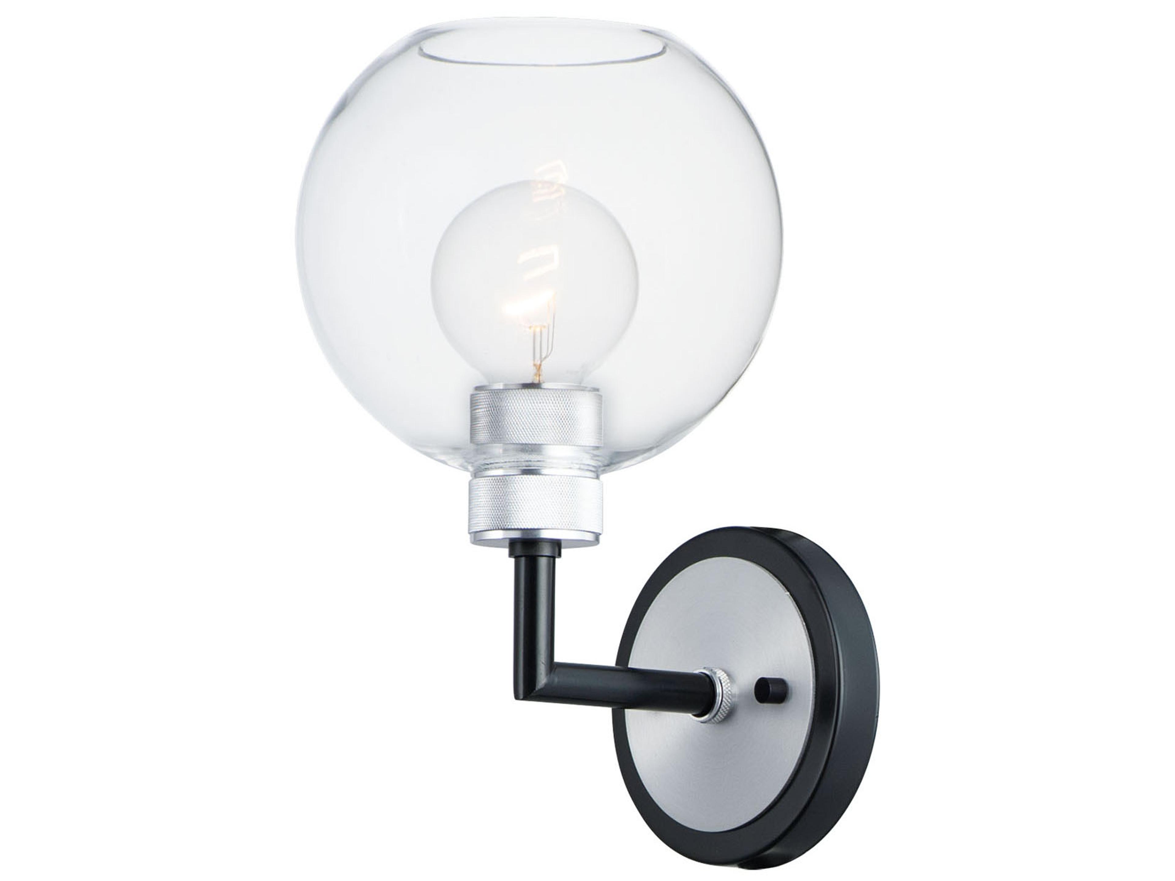 Vessel 1-Light Black Brushed Aluminum Clear Glass Wall Sconce