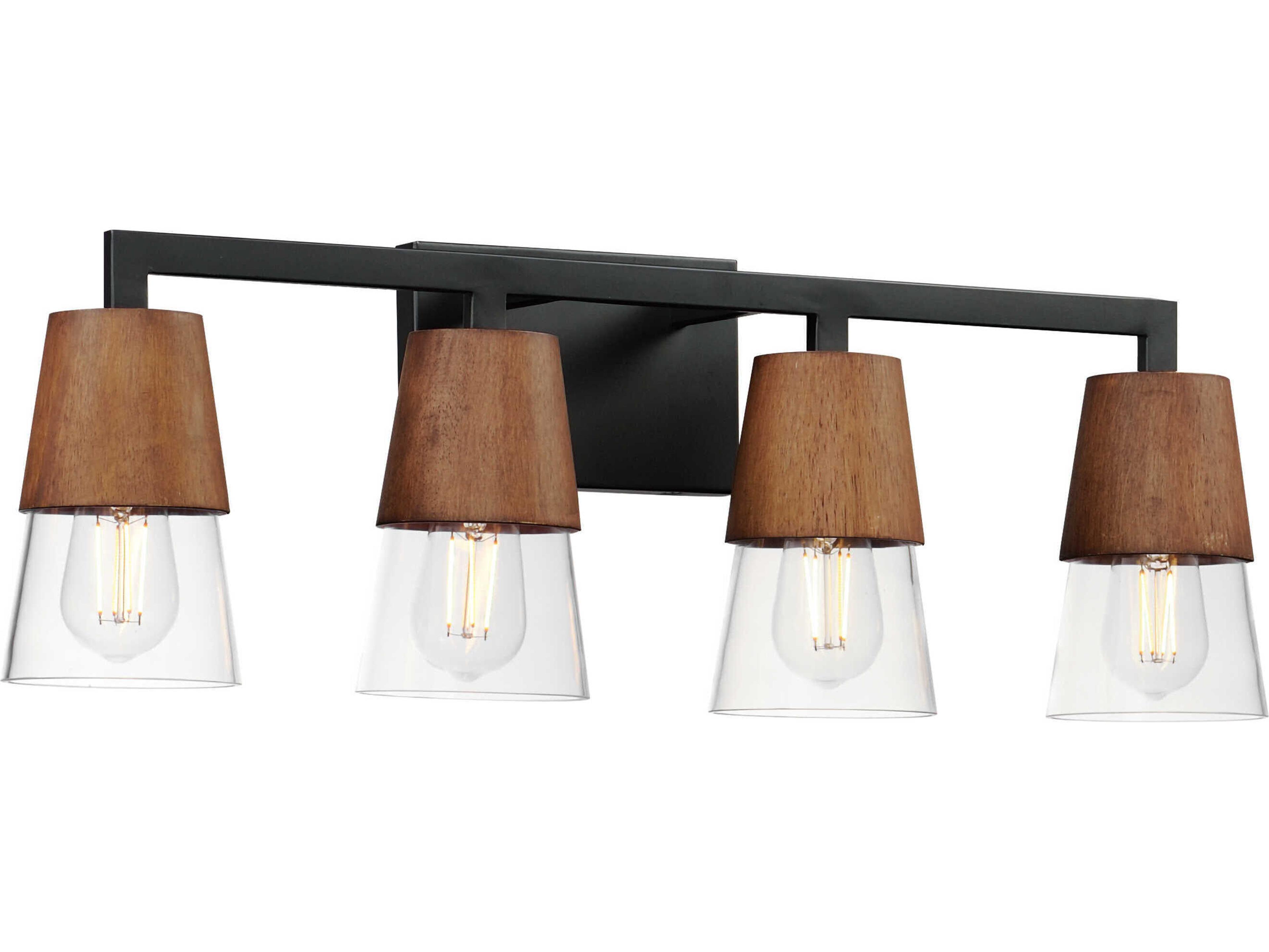 Carpenter 4-Light Walnut Black Vanity Light