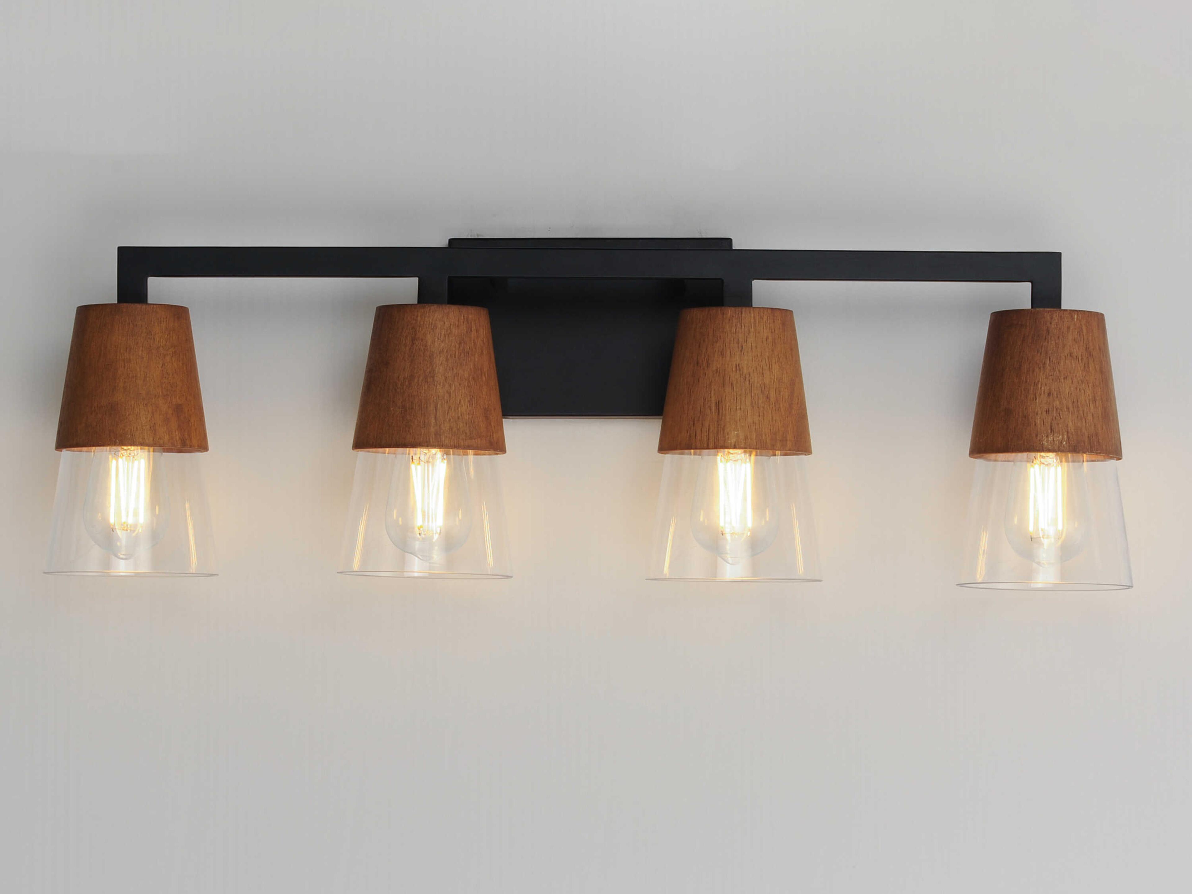 Maxim Lighting Carpenter 4-Light Walnut Black Vanity Light