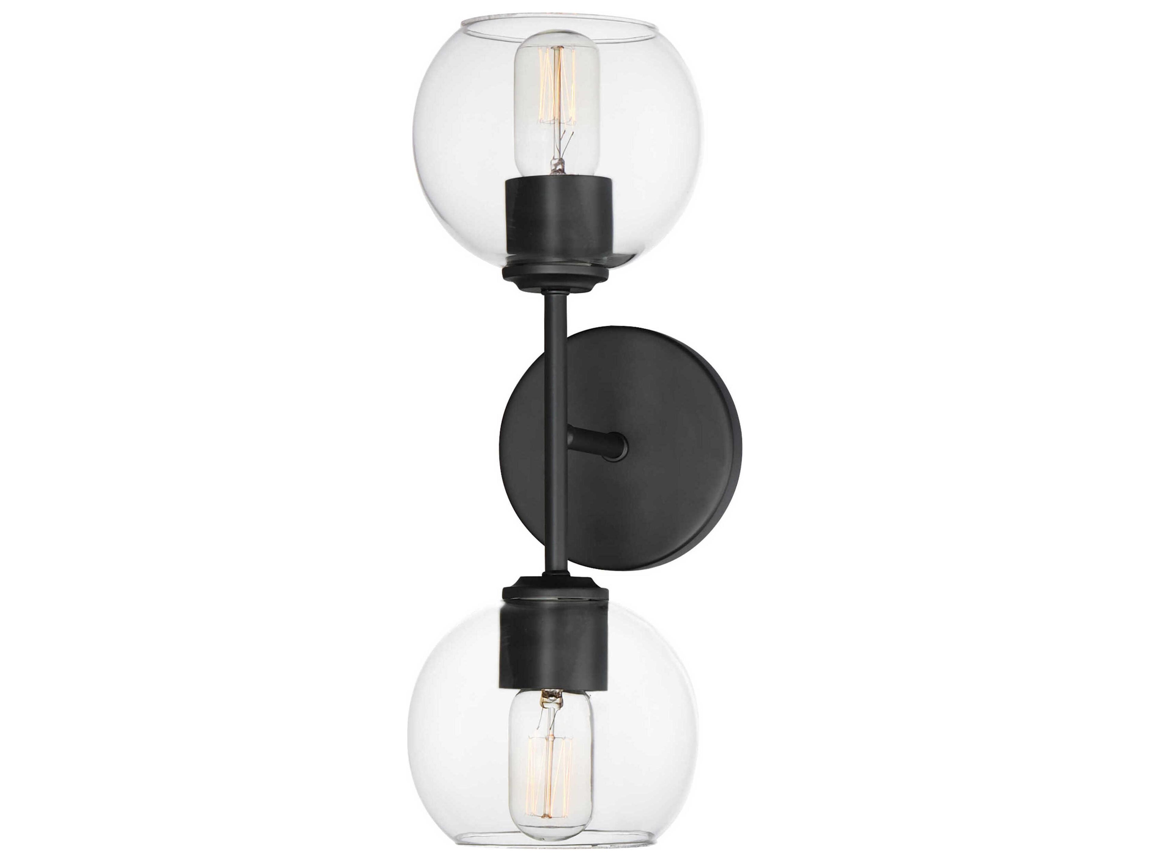 Knox 2-Light Black Wall Sconce