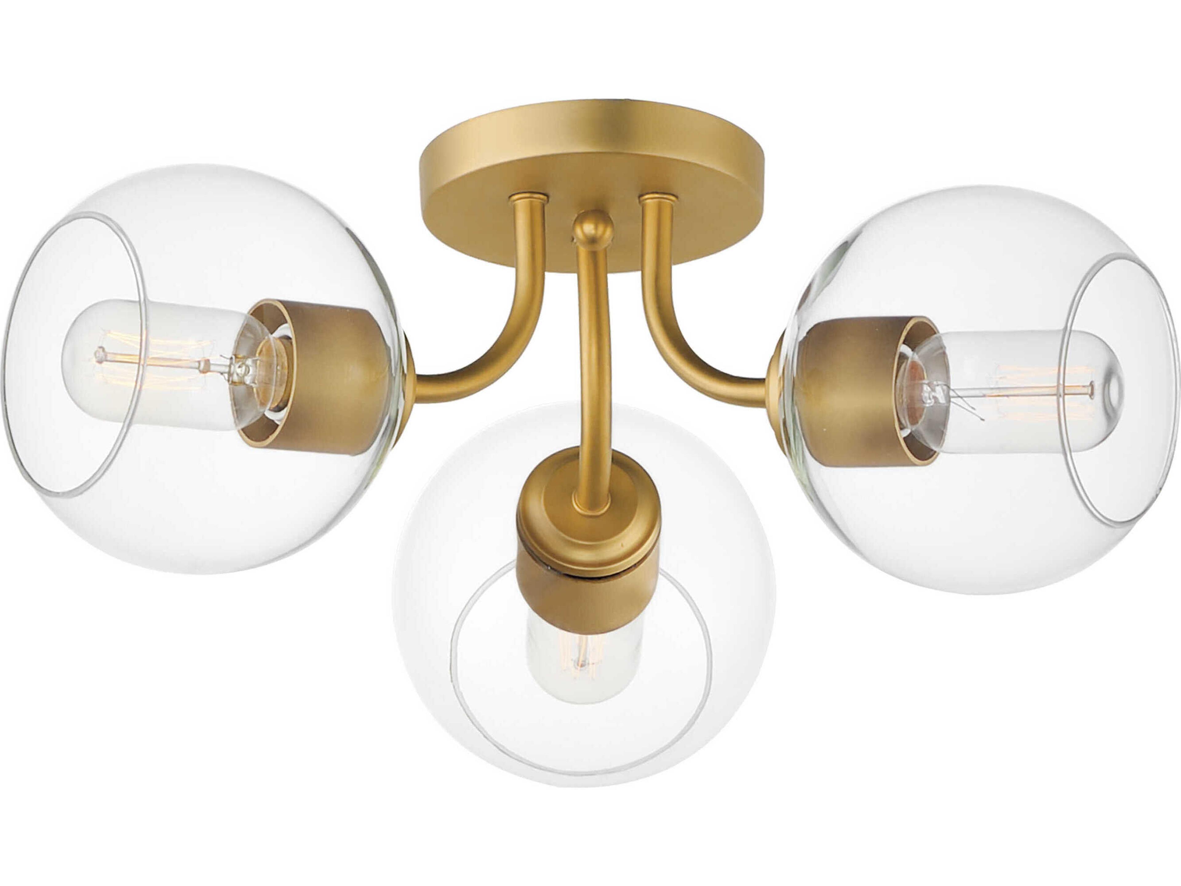 Knox 3-Light Natural Aged Brass Globe Semi Flush Mount