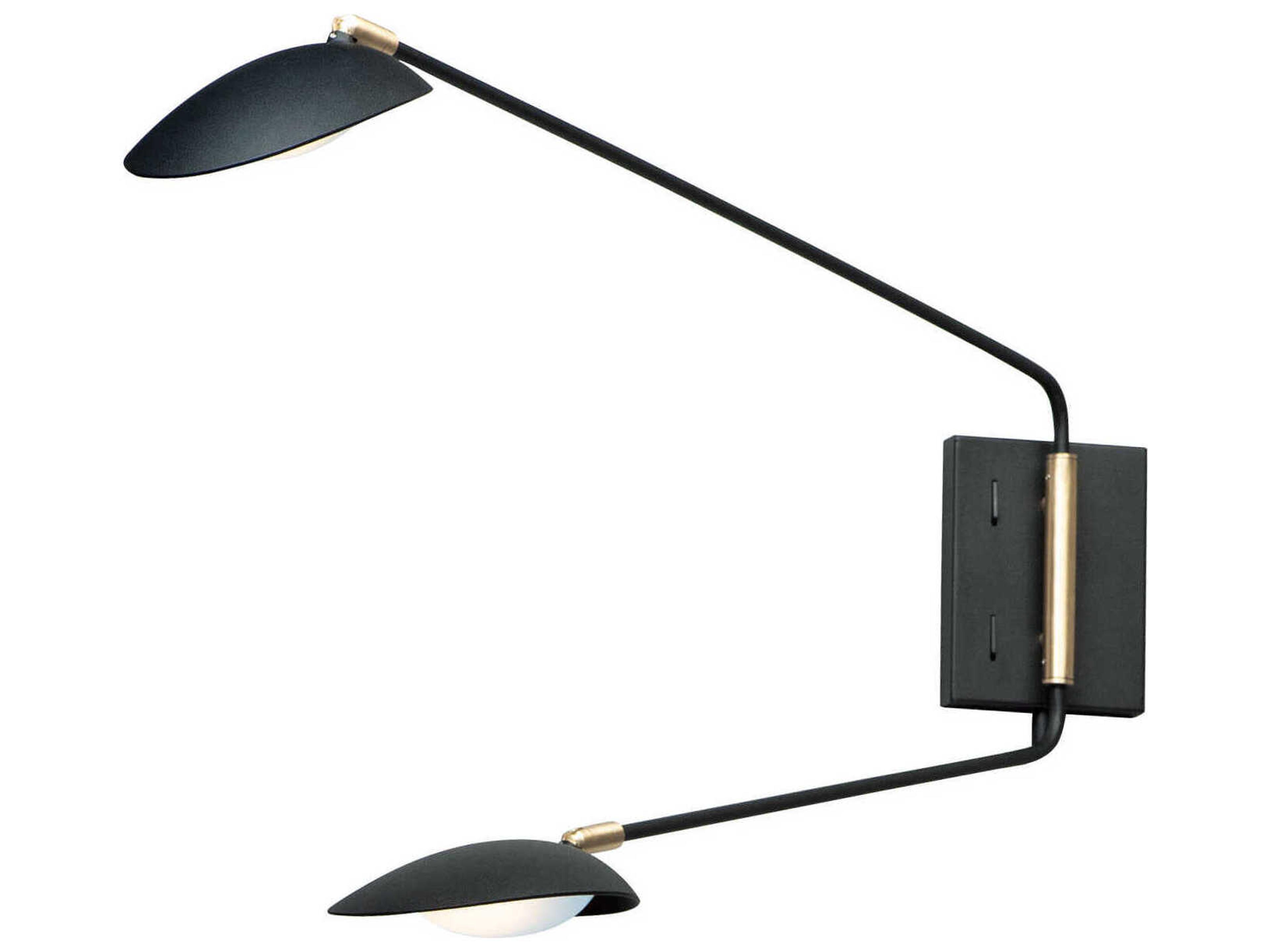 Scan 2-Light Black Satin Brass LED Wall Sconce