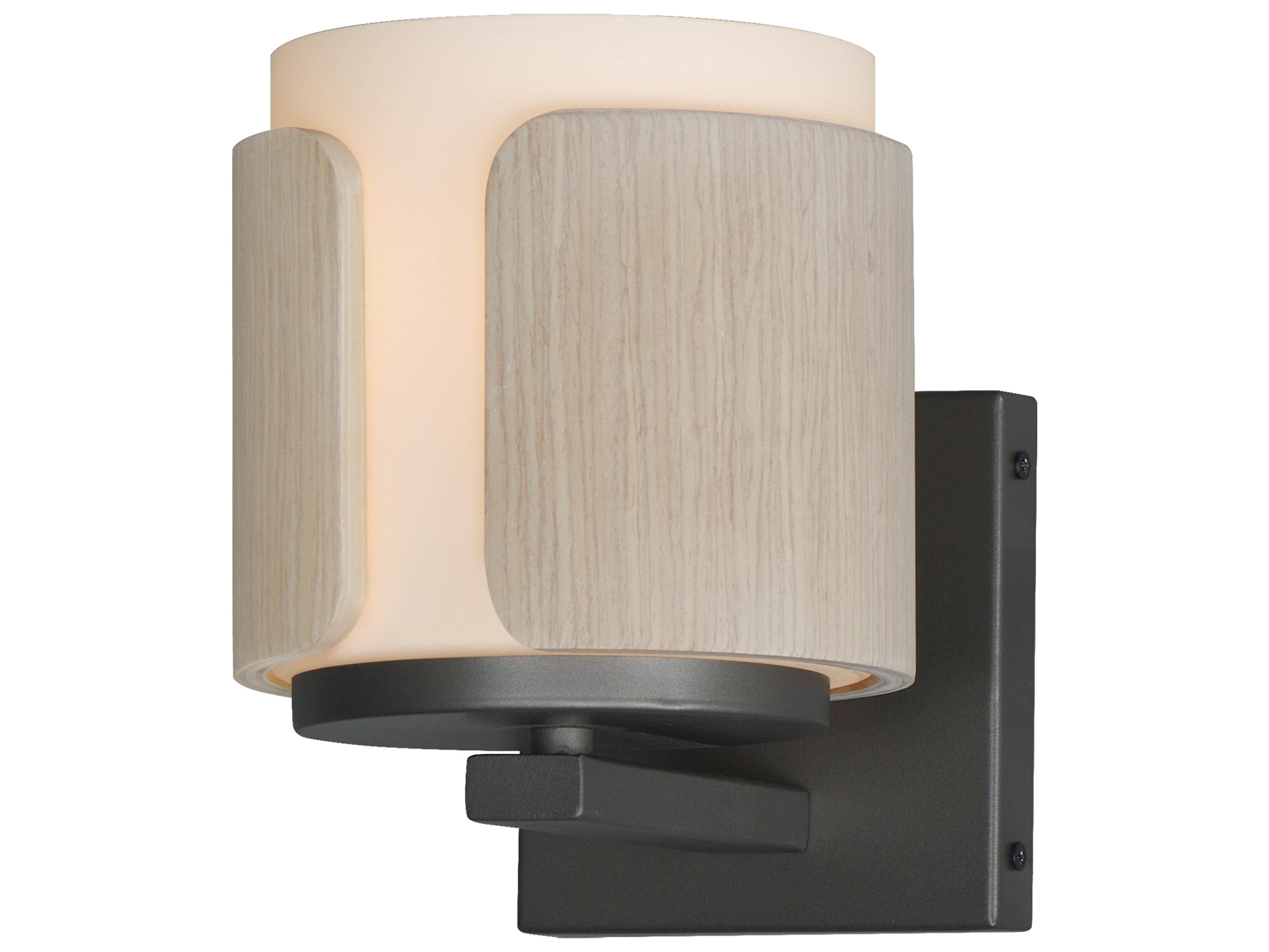 Draughtsman 1-Light Natural Wood Charcoal Black Wall Sconce