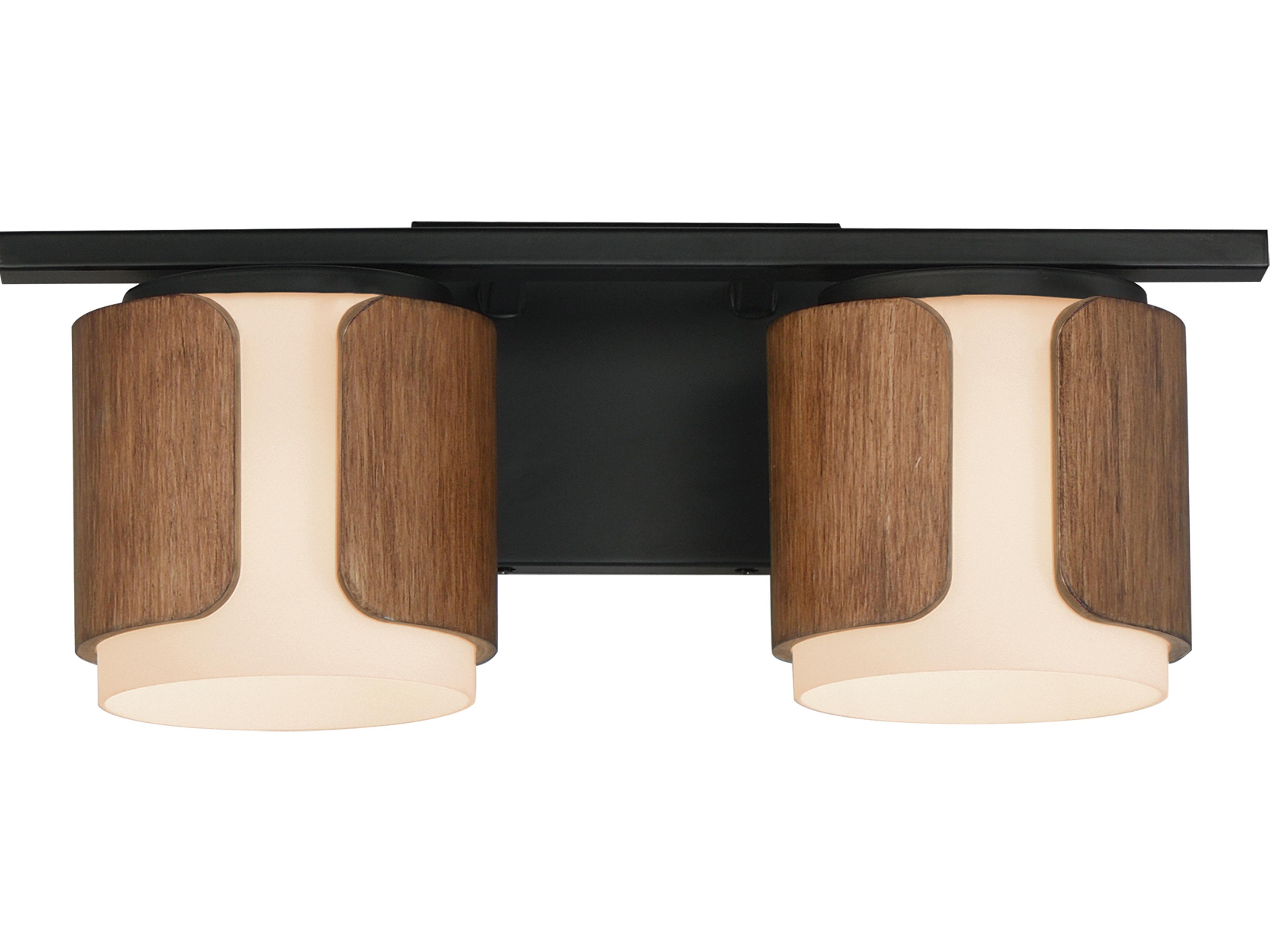 Draughtsman 2-Light Walnut Black Vanity Light