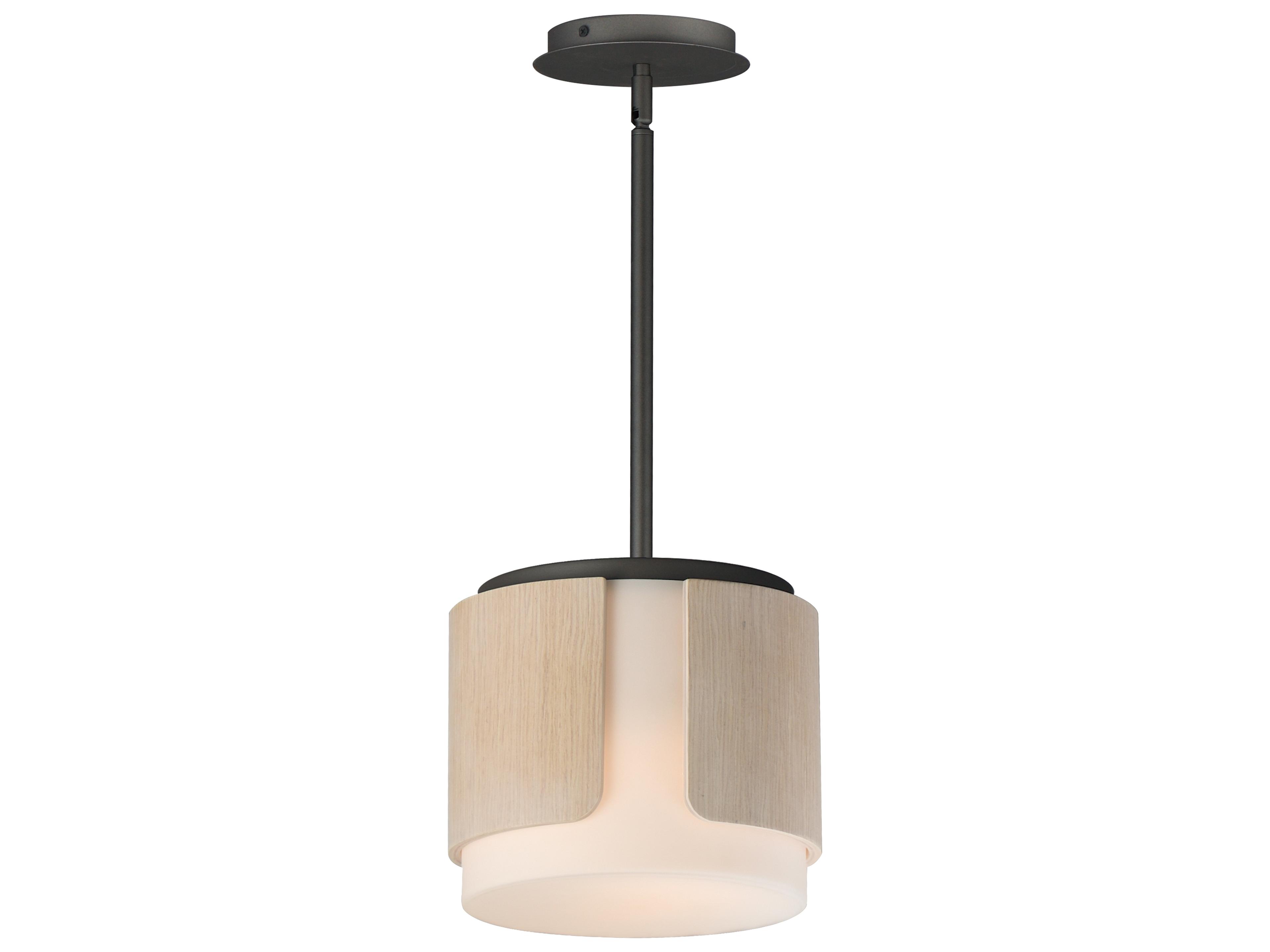 Draughtsman 2-Light Natural Wood Charcoal Black Mini Pendant