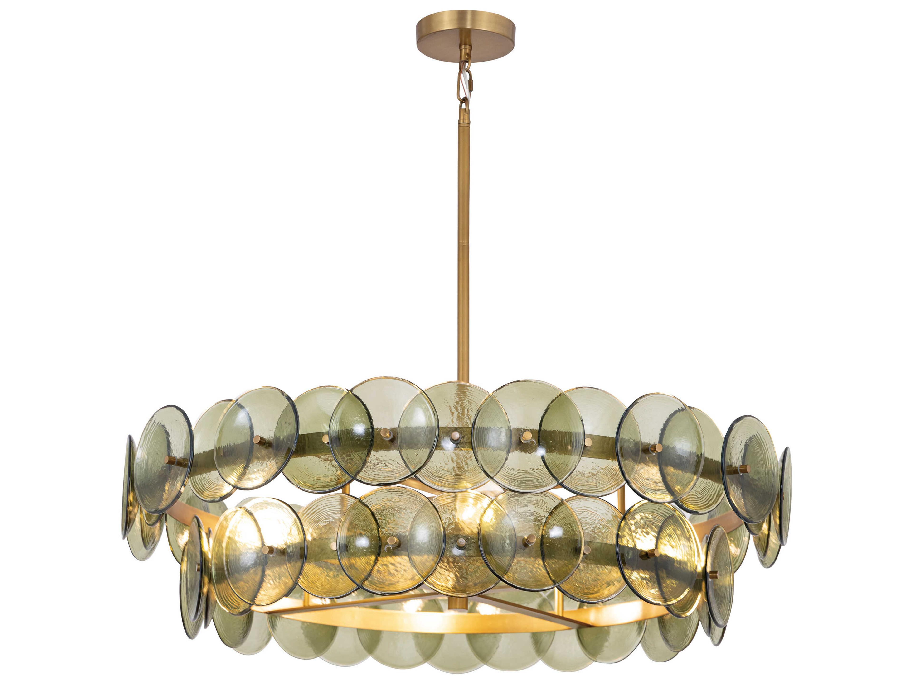 Loren 6-Light Weathered Brass Green Round Chandelier