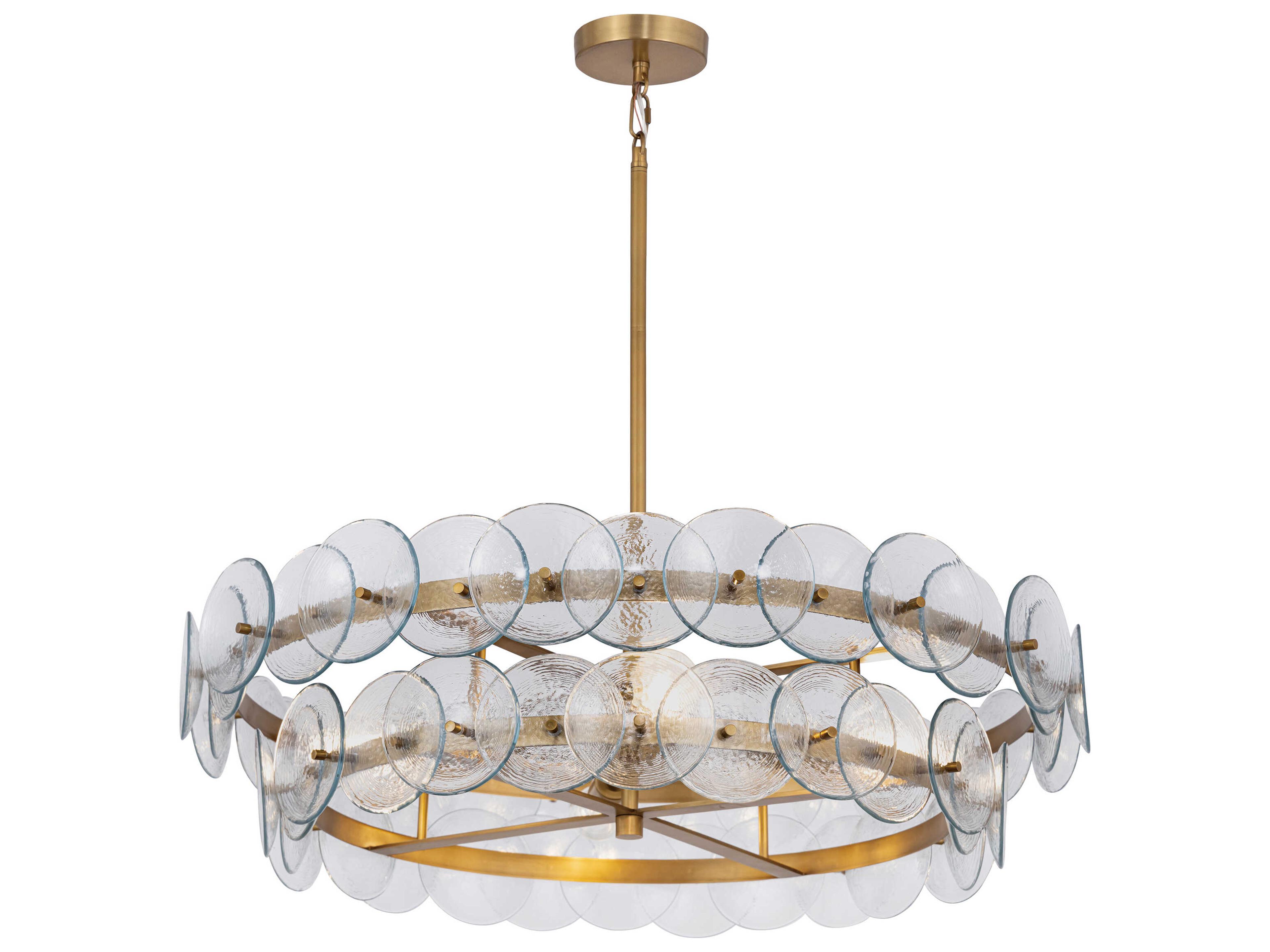 Loren 6-Light Weathered Brass Clear Round Chandelier