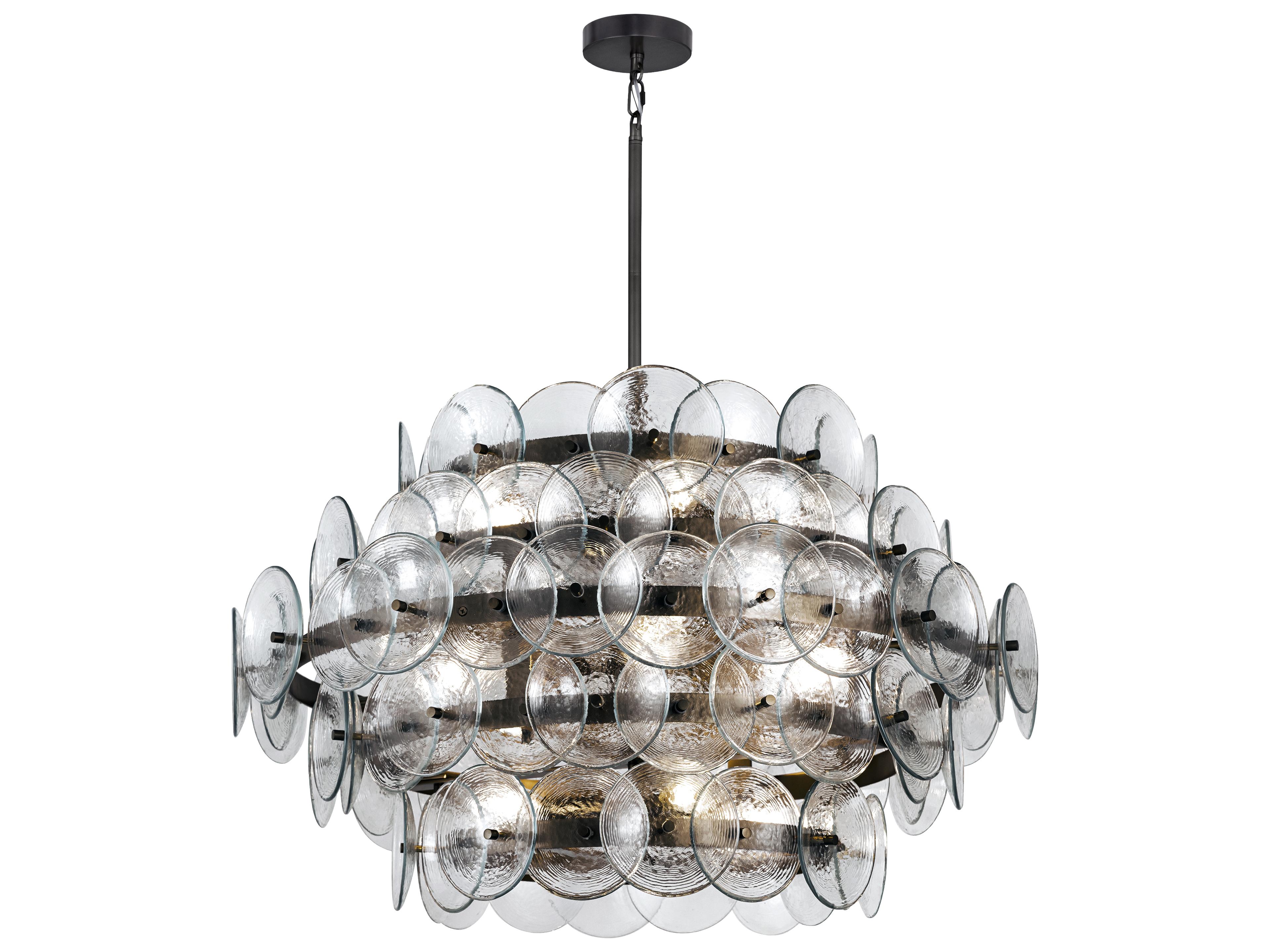Loren 12- Light Gunmetal Black Tiered Chandelier
