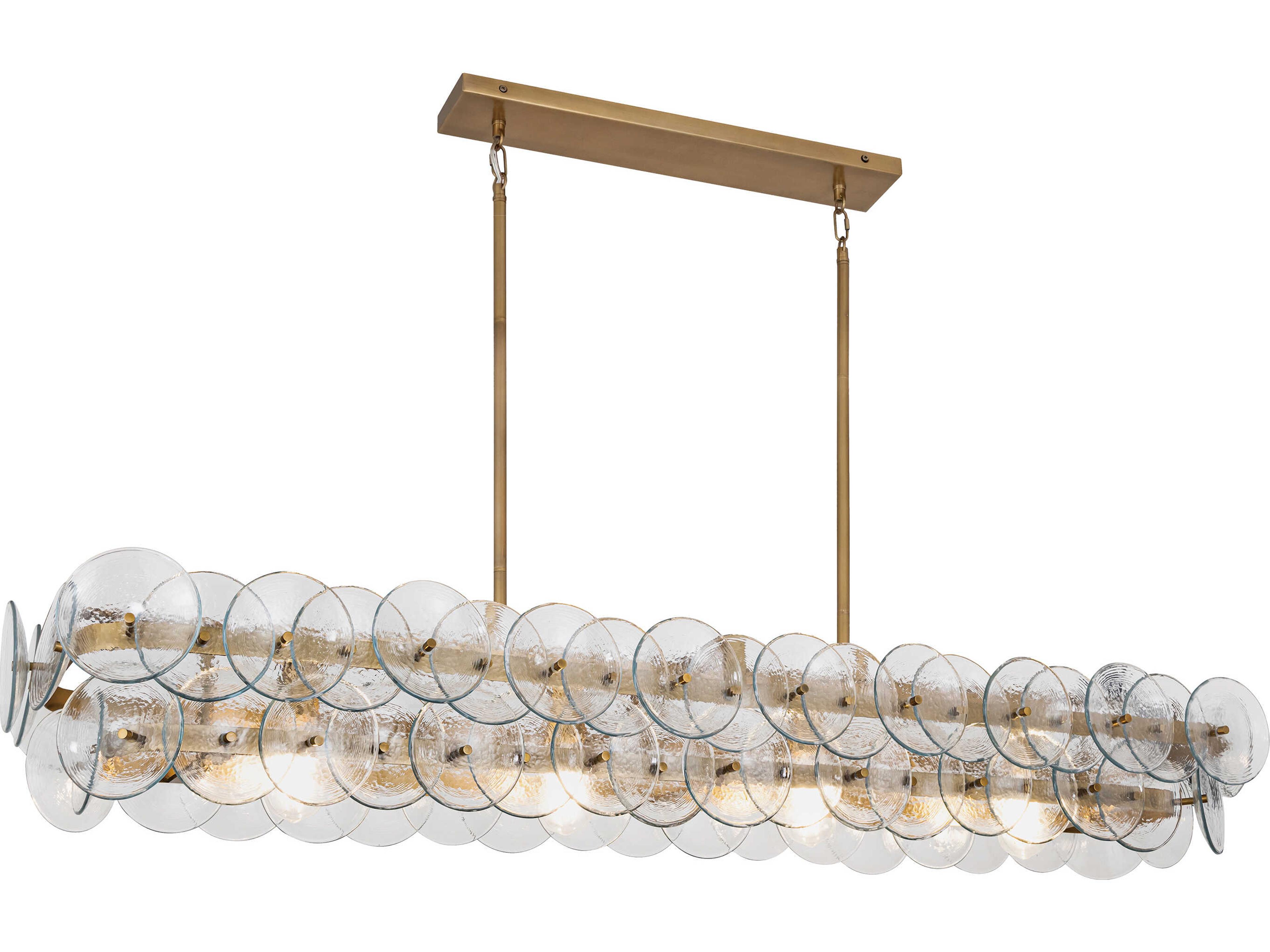 Loren 5-Light Weathered Brass Clear Linear Island Pendant