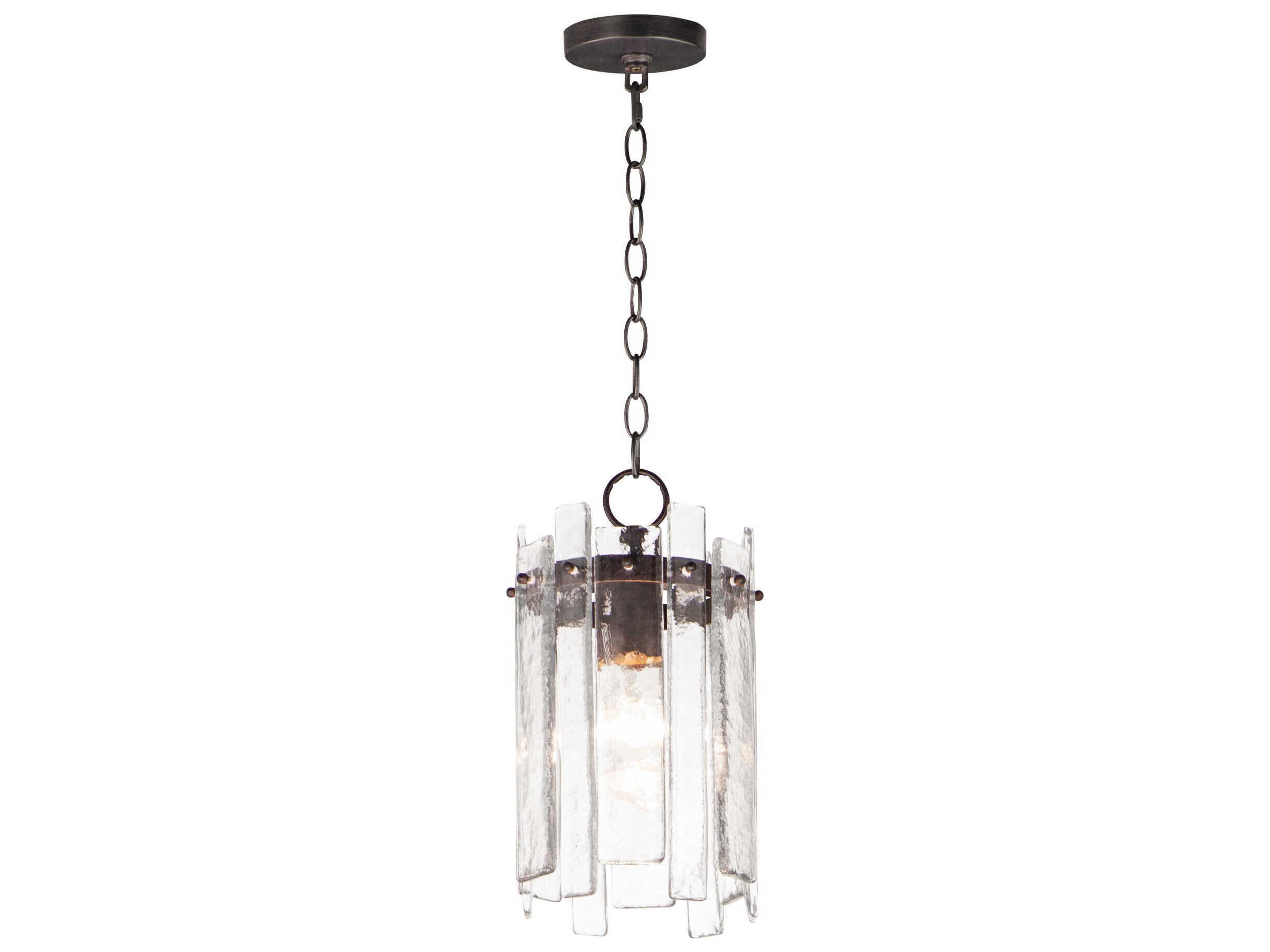 Warren 1-Light Dark Bronze Clear Glass Cylinder Mini Pendant