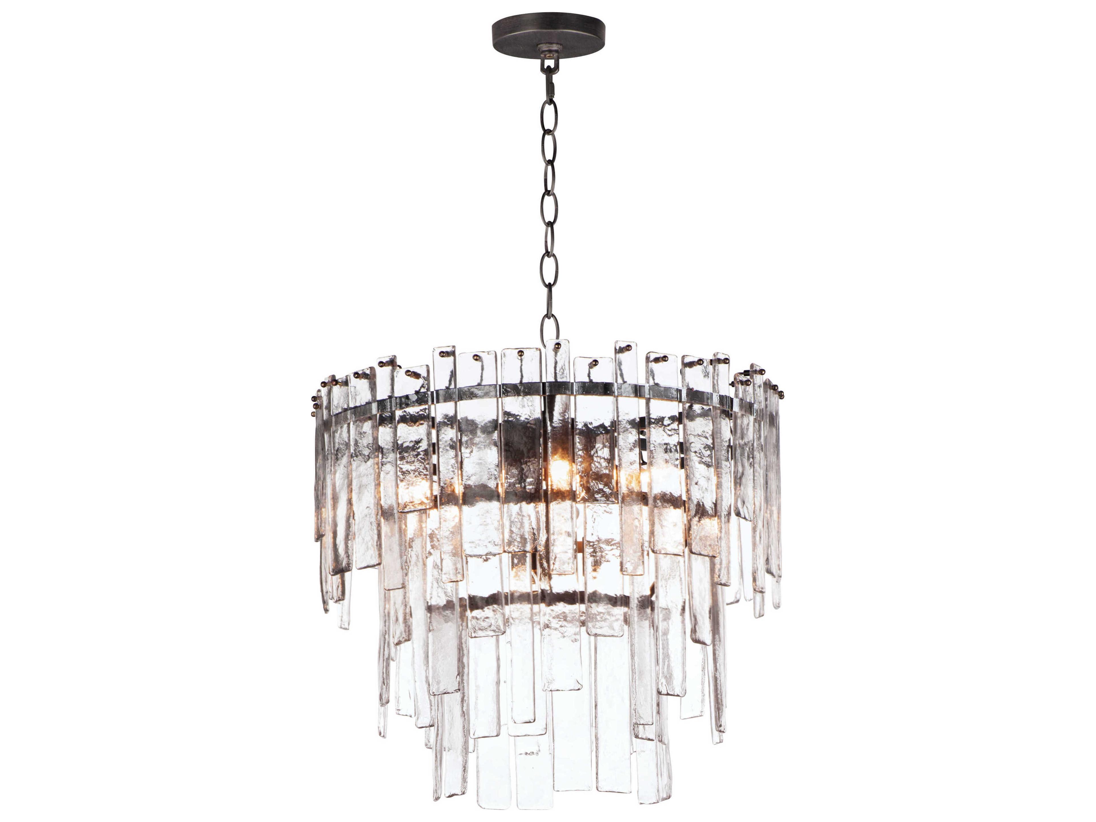 Warren 9-Light Dark Bronze Clear Glass Tiered Chandelier