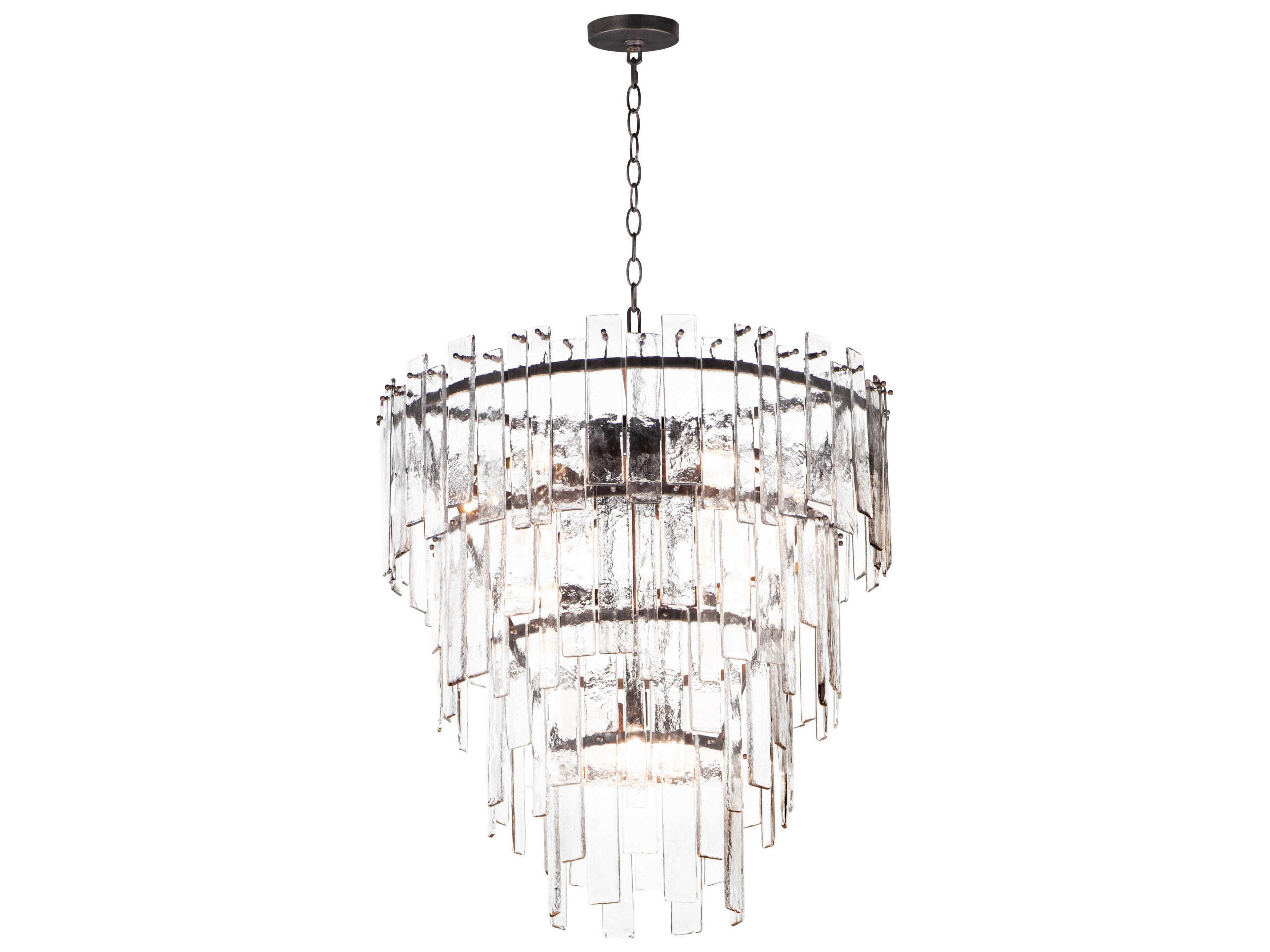 Warren 12-Light Dark Bronze Clear Glass Tiered Chandelier