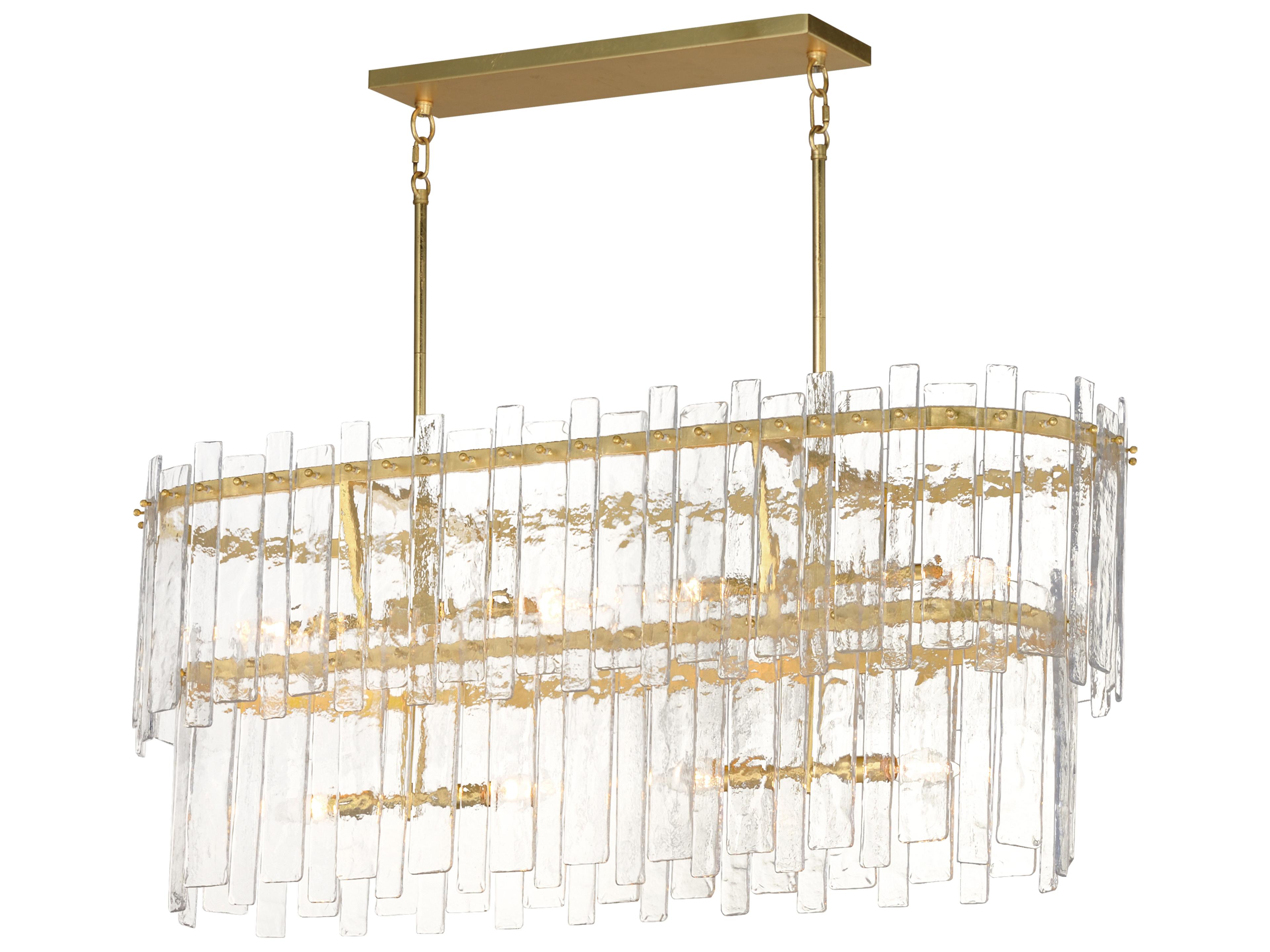 Warren 8-Light Gold Leaf Tiered Island Pendant
