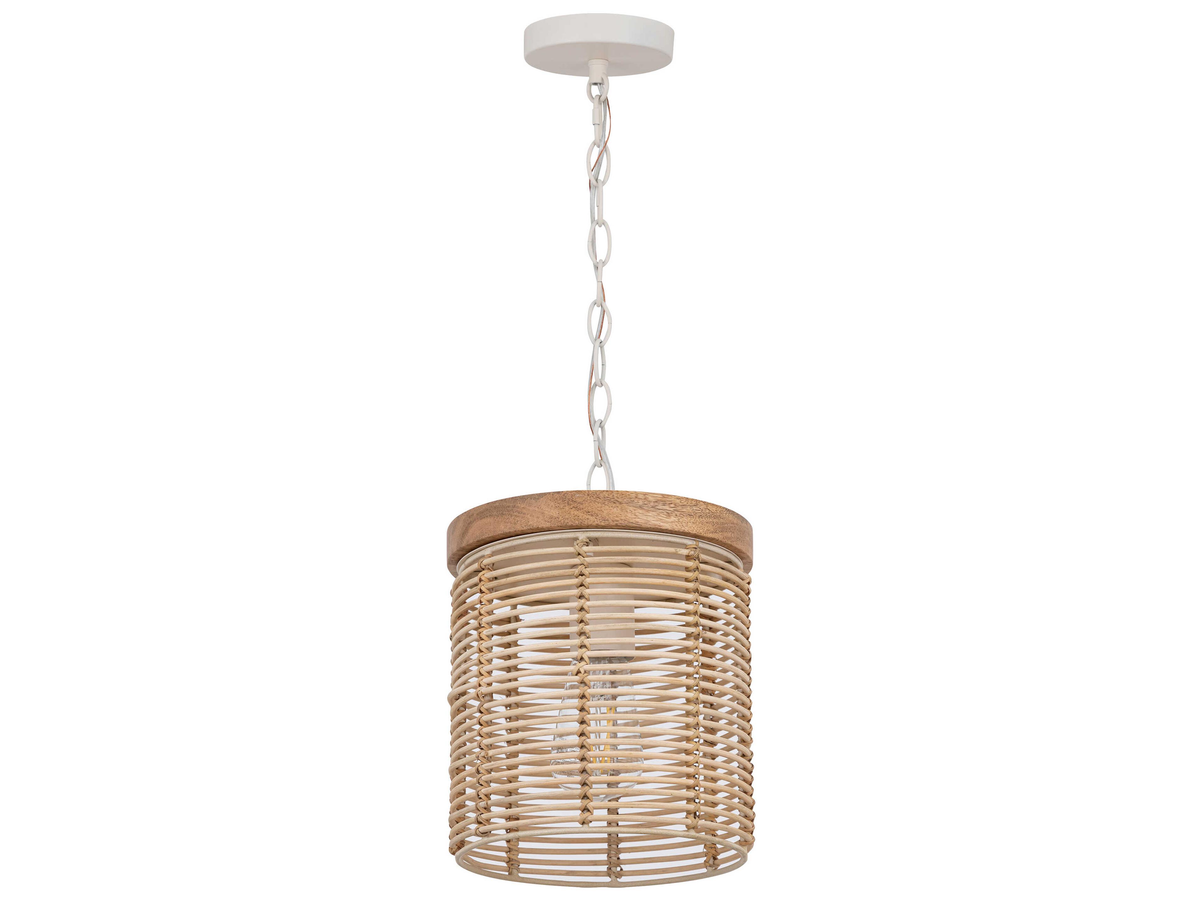Vannerie 1-Light Ecru Brown Cylinder Mini Pendant
