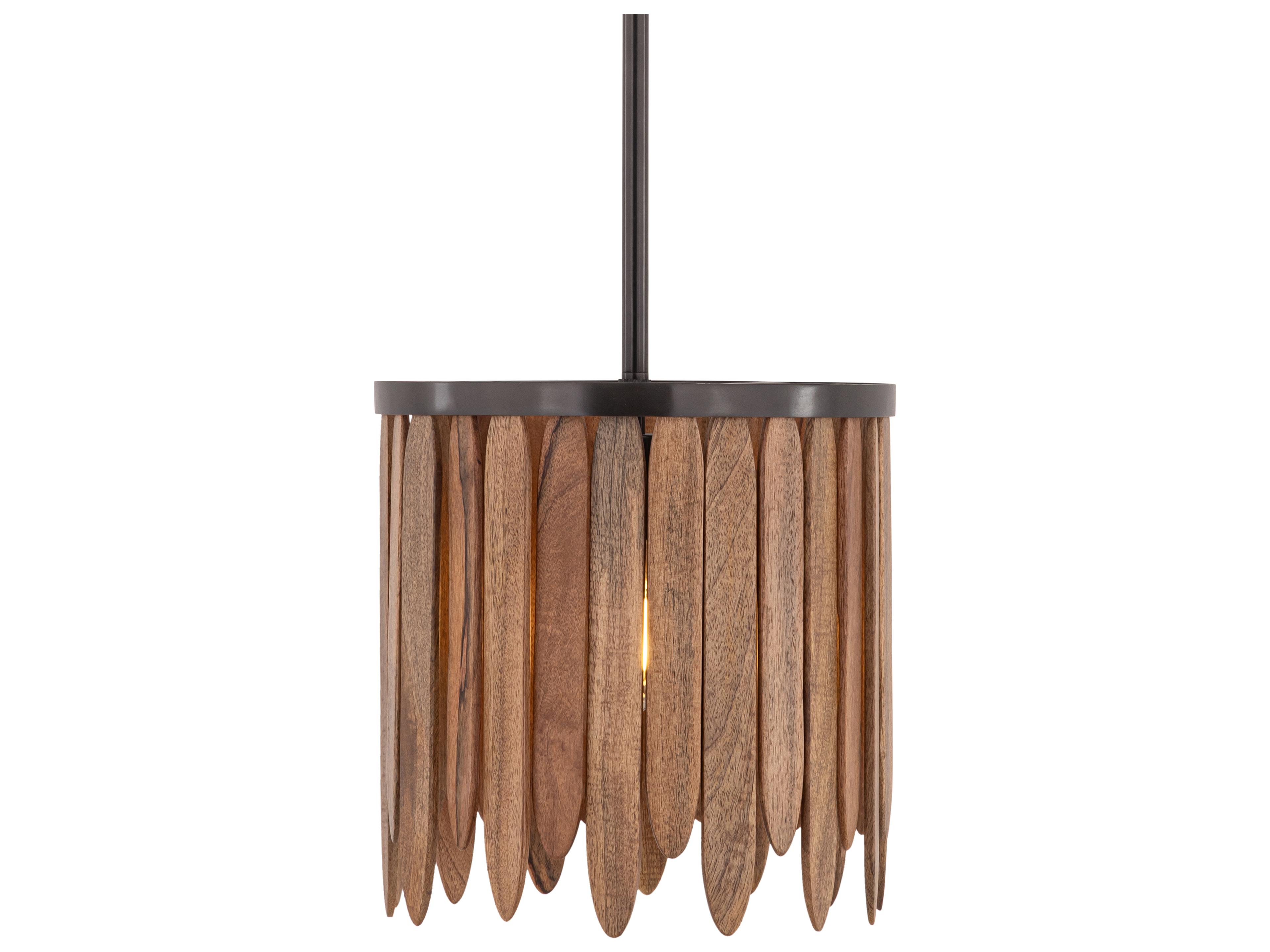 Maxim Lighting Marimba 1- Light Walnut Brown Drum Chandelier