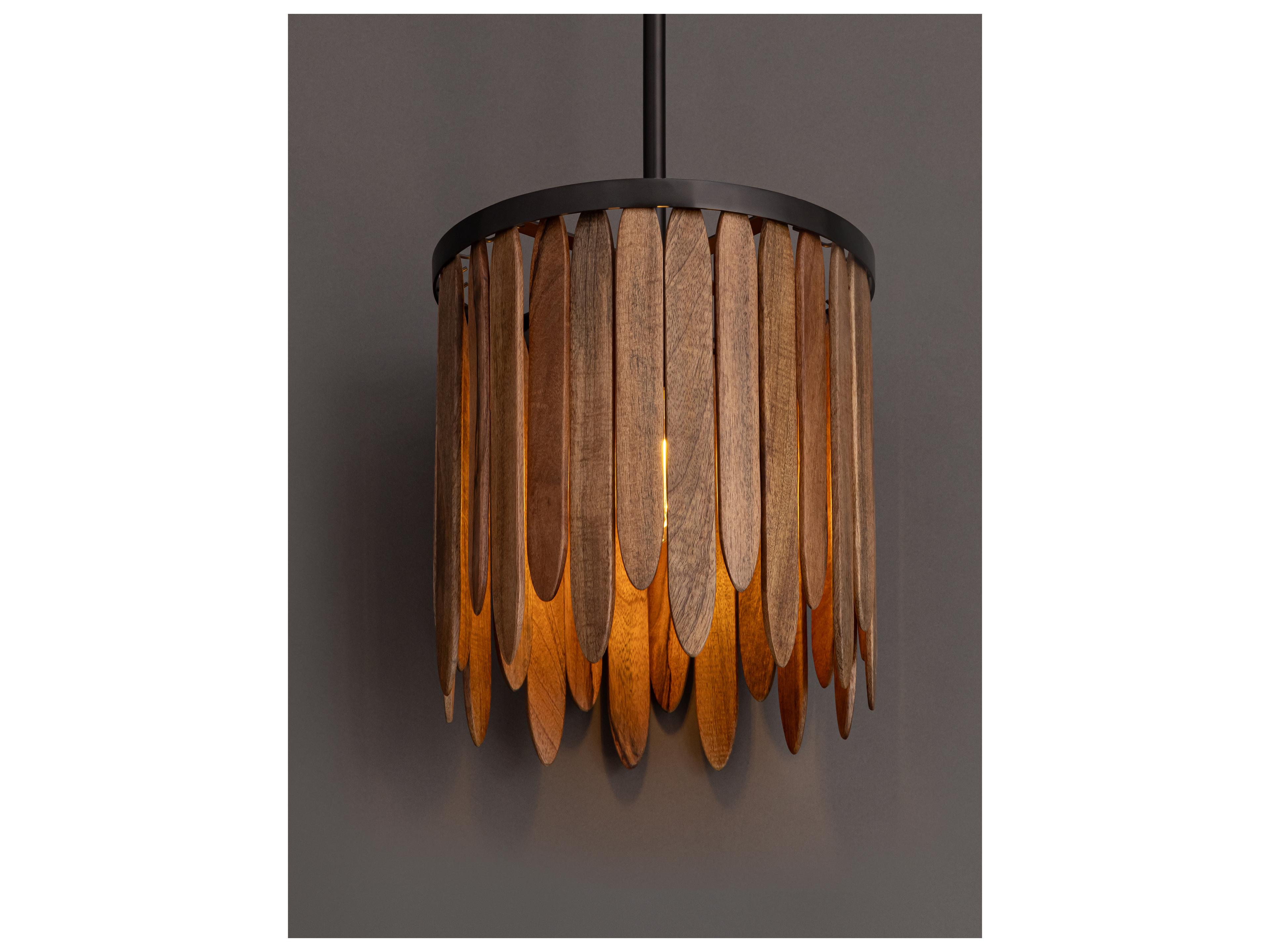 Maxim Lighting Marimba 1- Light Walnut Brown Drum Chandelier