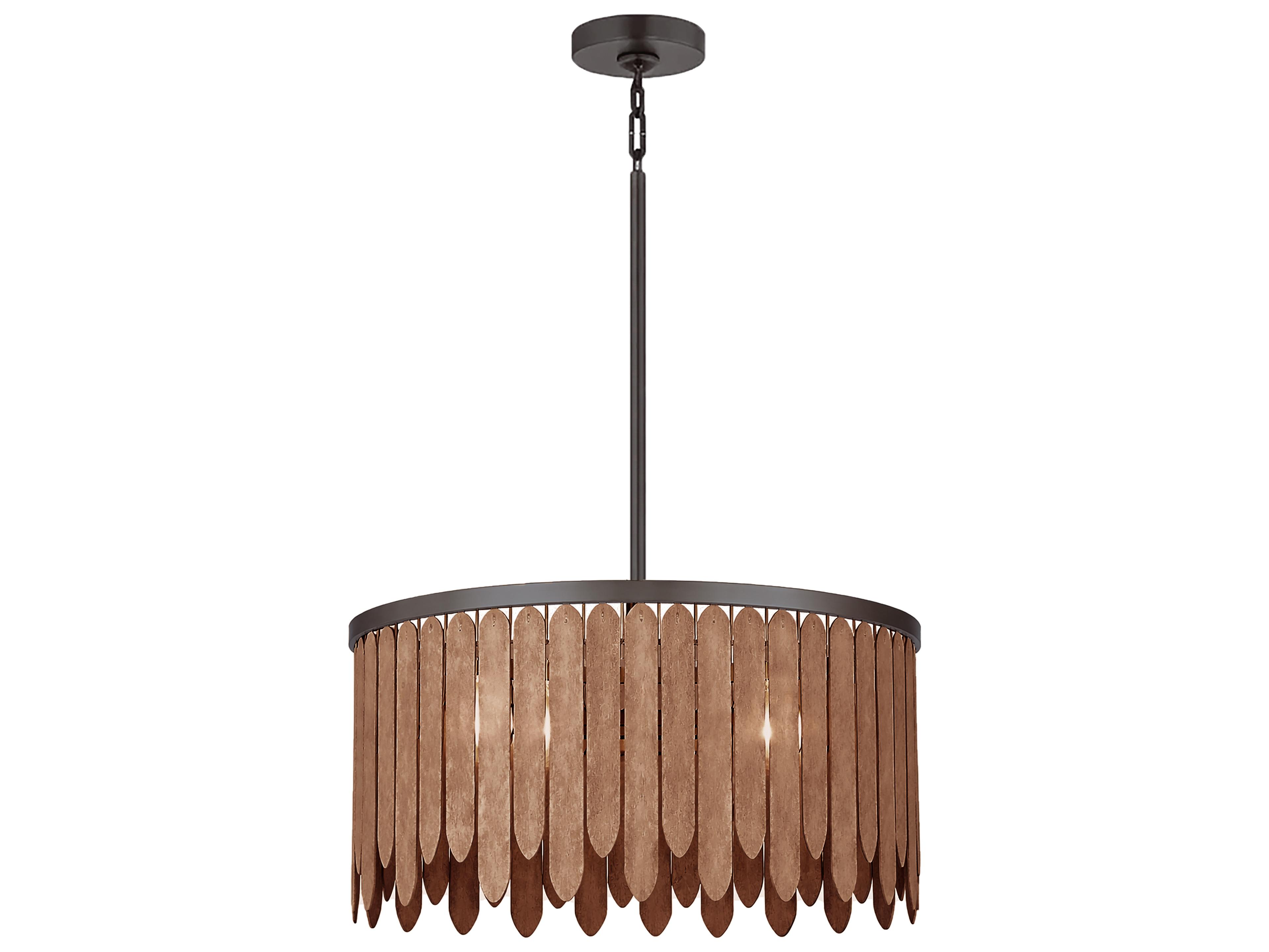 Marimba 4- Light Walnut Brown Drum Chandelier