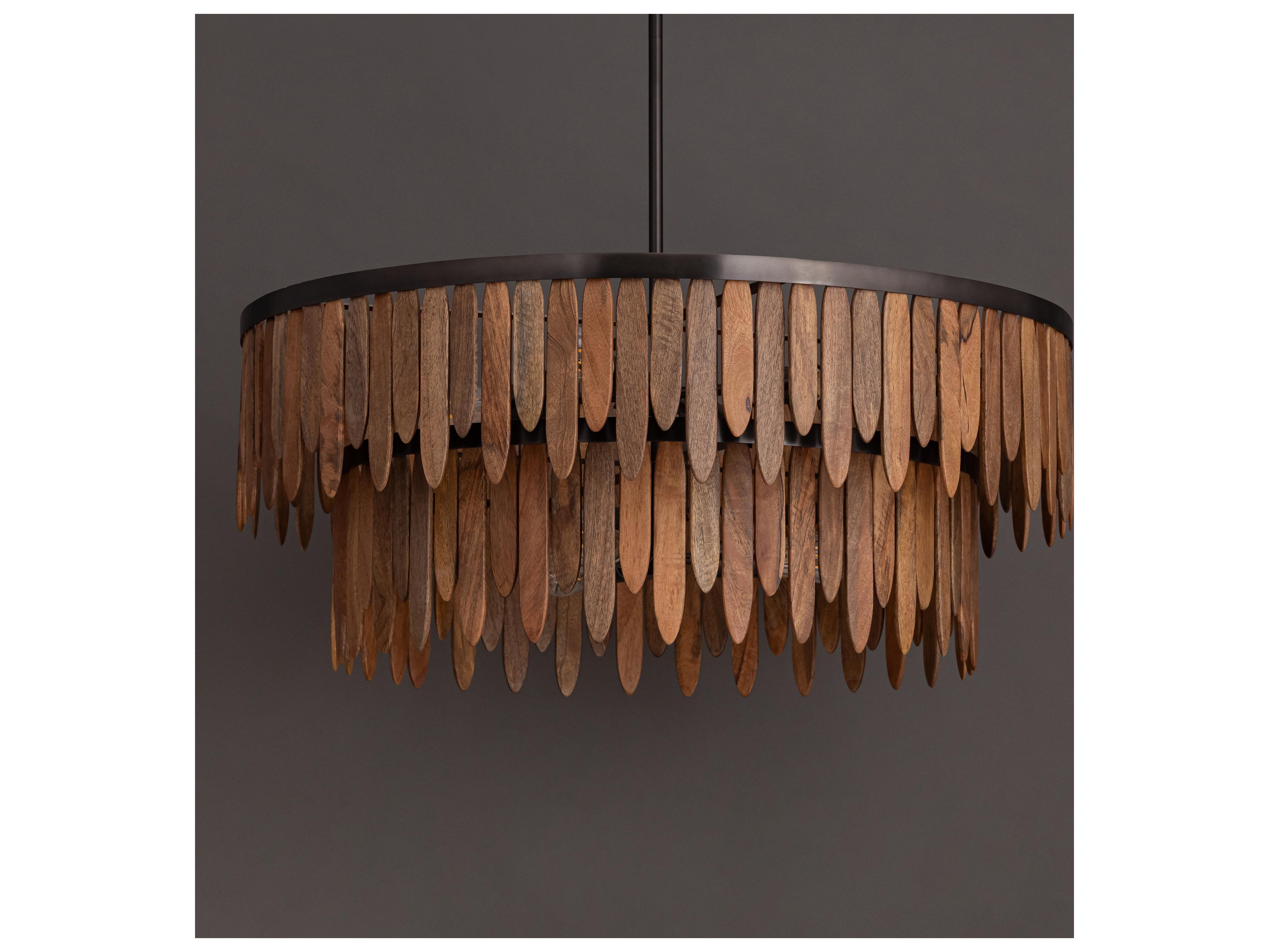 Maxim Lighting Marimba 7- Light Walnut Brown Drum Tiered Chandelier