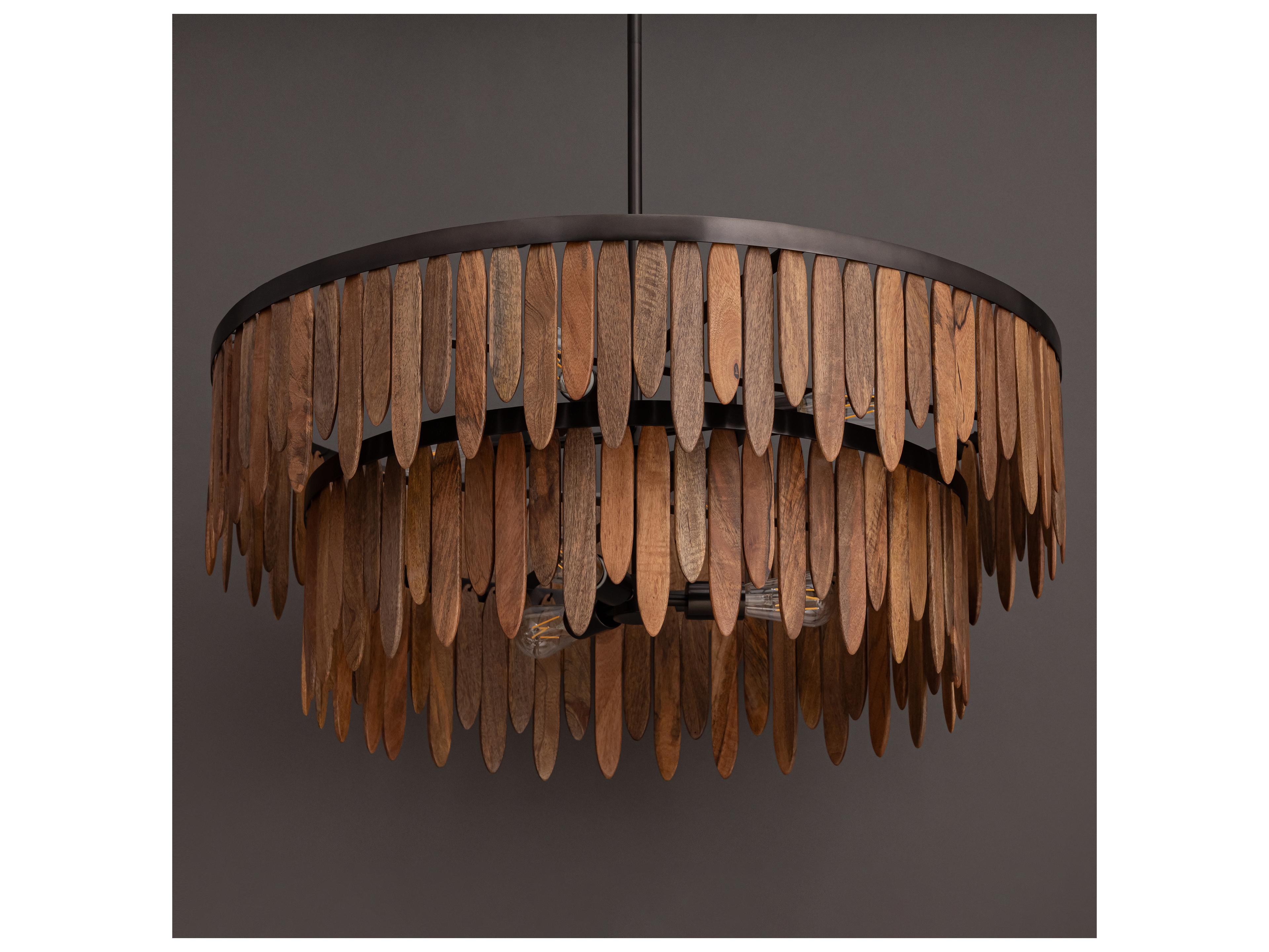 Maxim Lighting Marimba 7- Light Walnut Brown Drum Tiered Chandelier