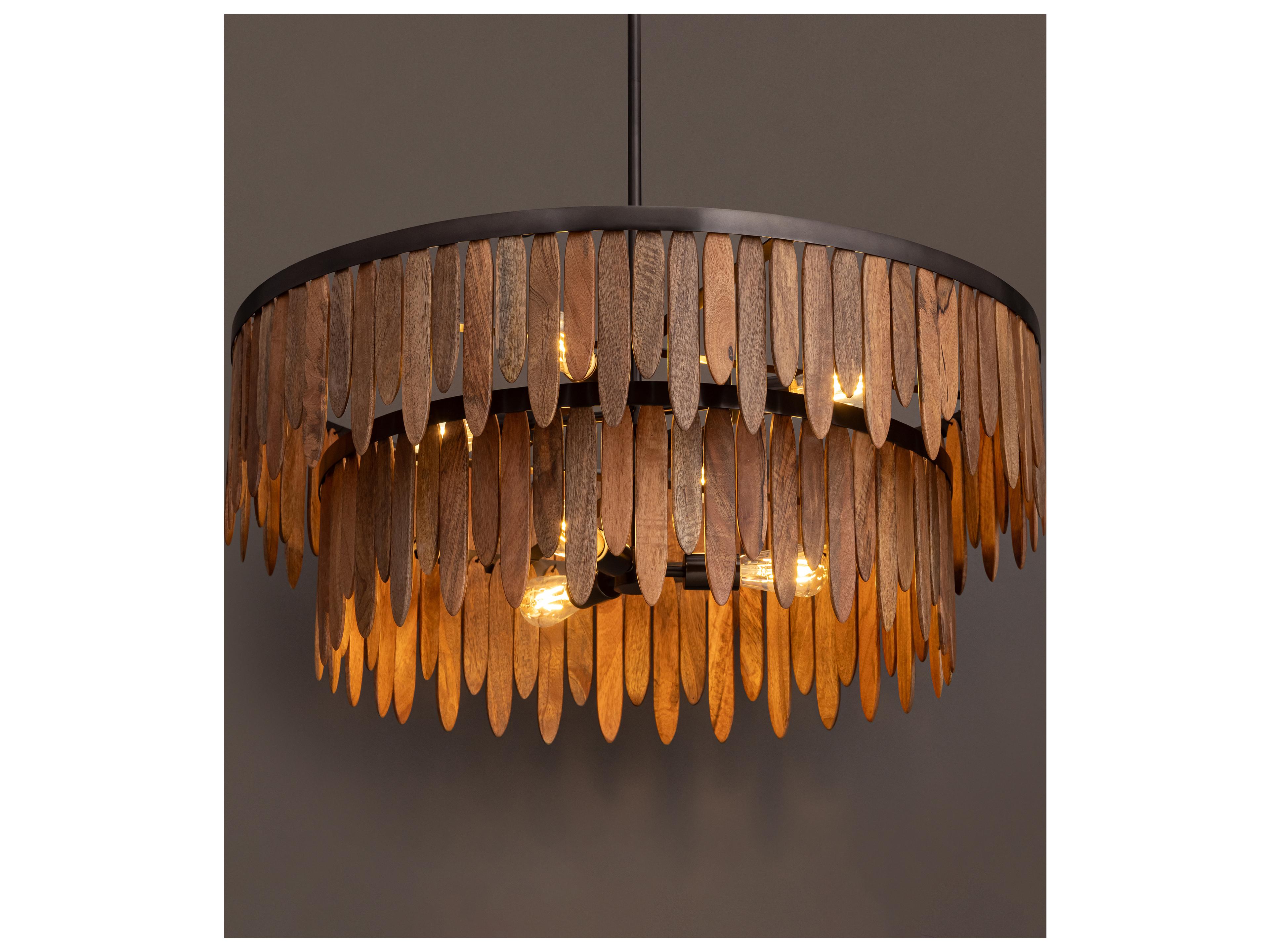 Maxim Lighting Marimba 7- Light Walnut Brown Drum Tiered Chandelier