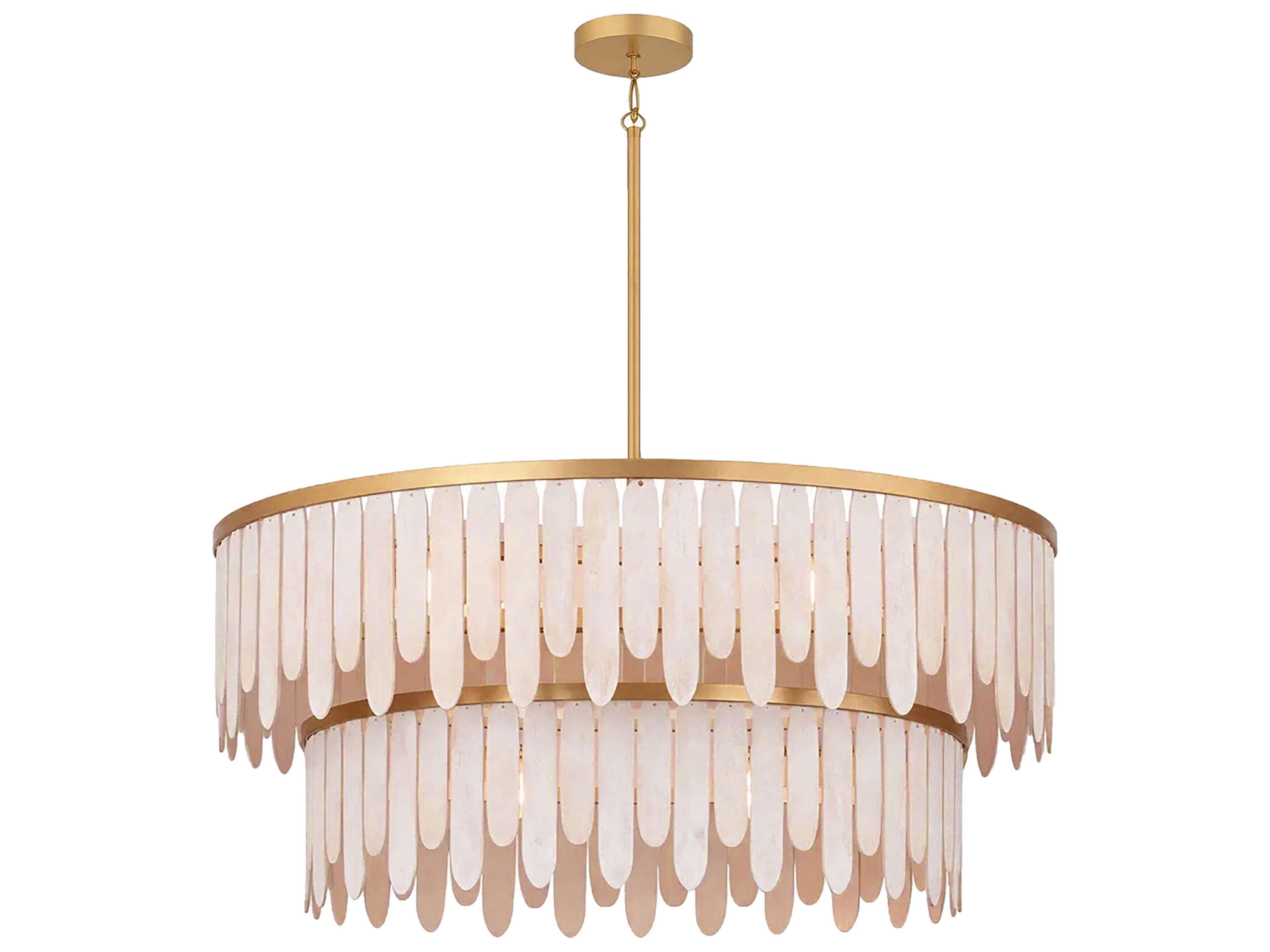 Marimba 7- Light Weathered White Drum Tiered Chandelier