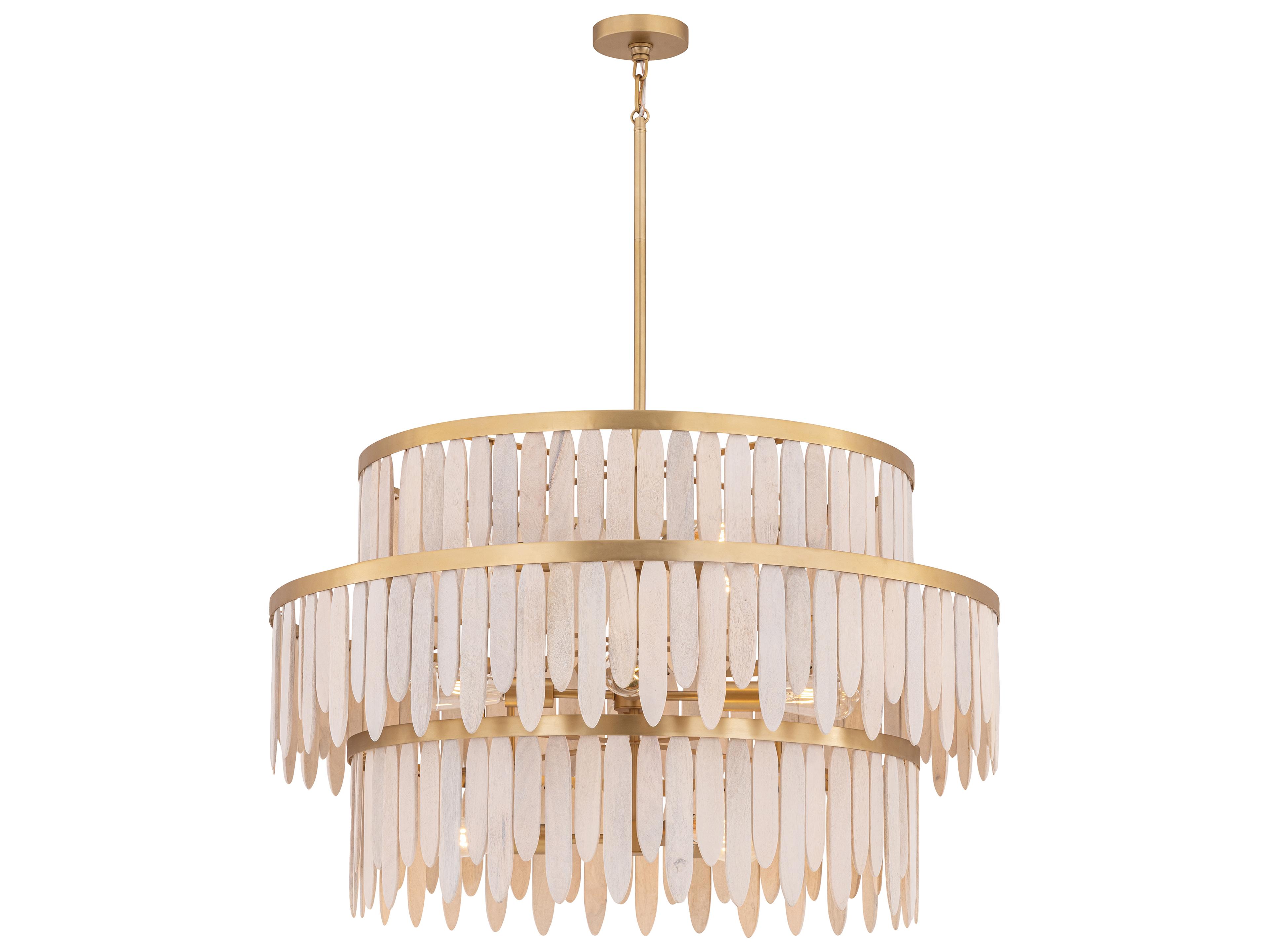 Marimba 10- Light Weathered White Gold Tiered Geometric Chandelier