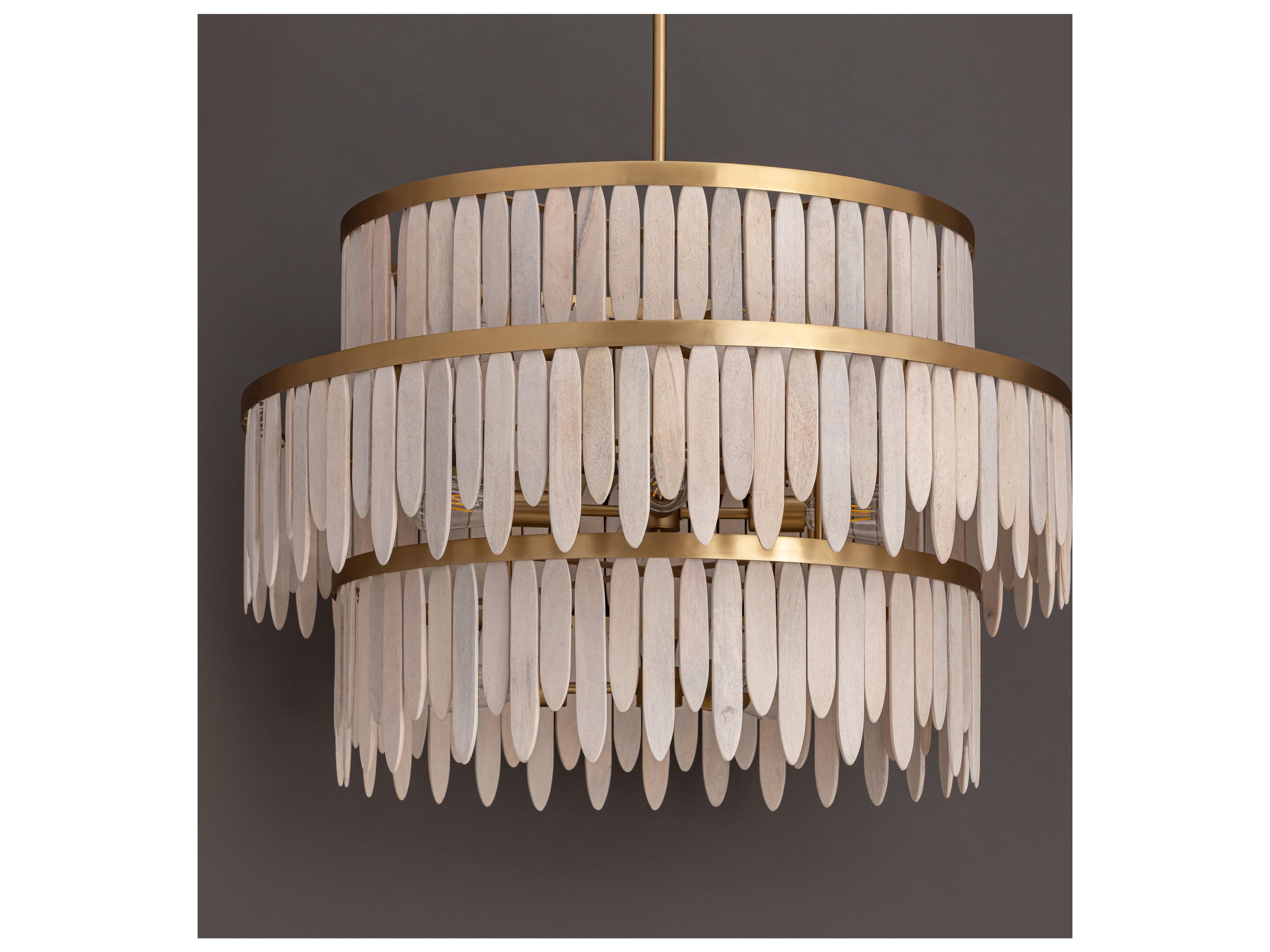 Maxim Lighting Marimba 10- Light Weathered White Gold Tiered Geometric Chandelier