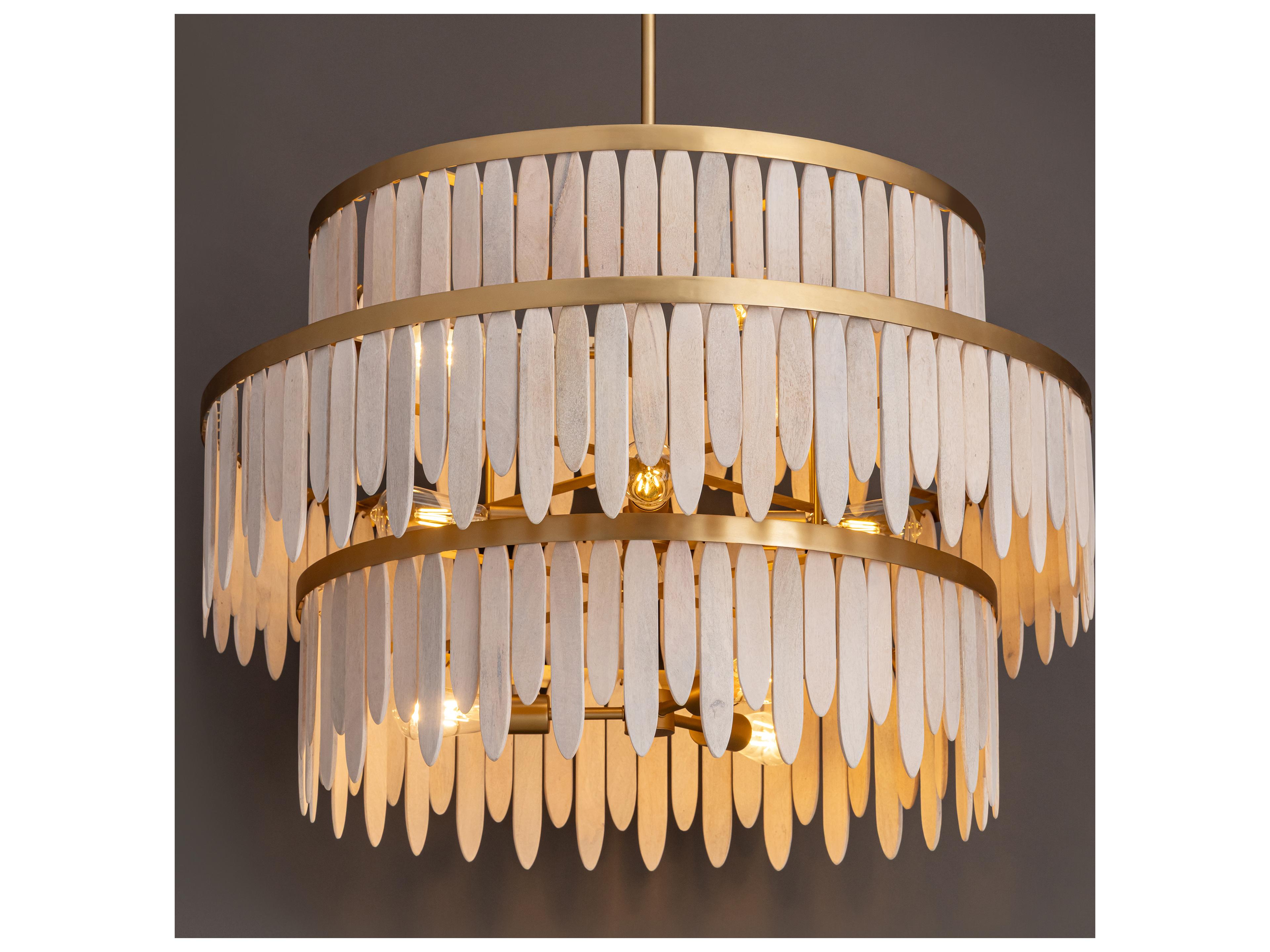 Maxim Lighting Marimba 10- Light Weathered White Gold Tiered Geometric Chandelier