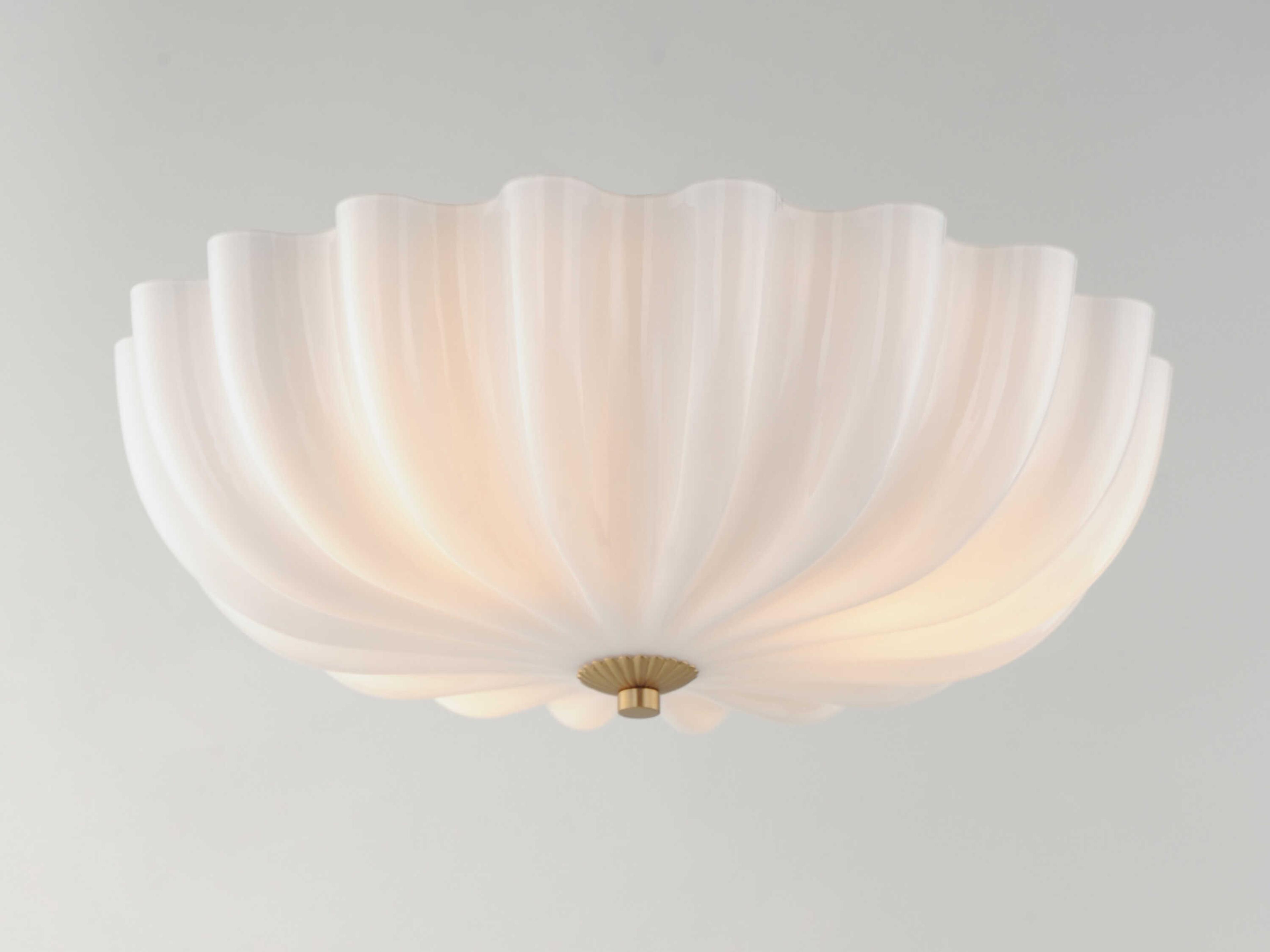 Maxim Lighting Bundt 3-Light White Natural Aged Brass Bowl Flush Mount